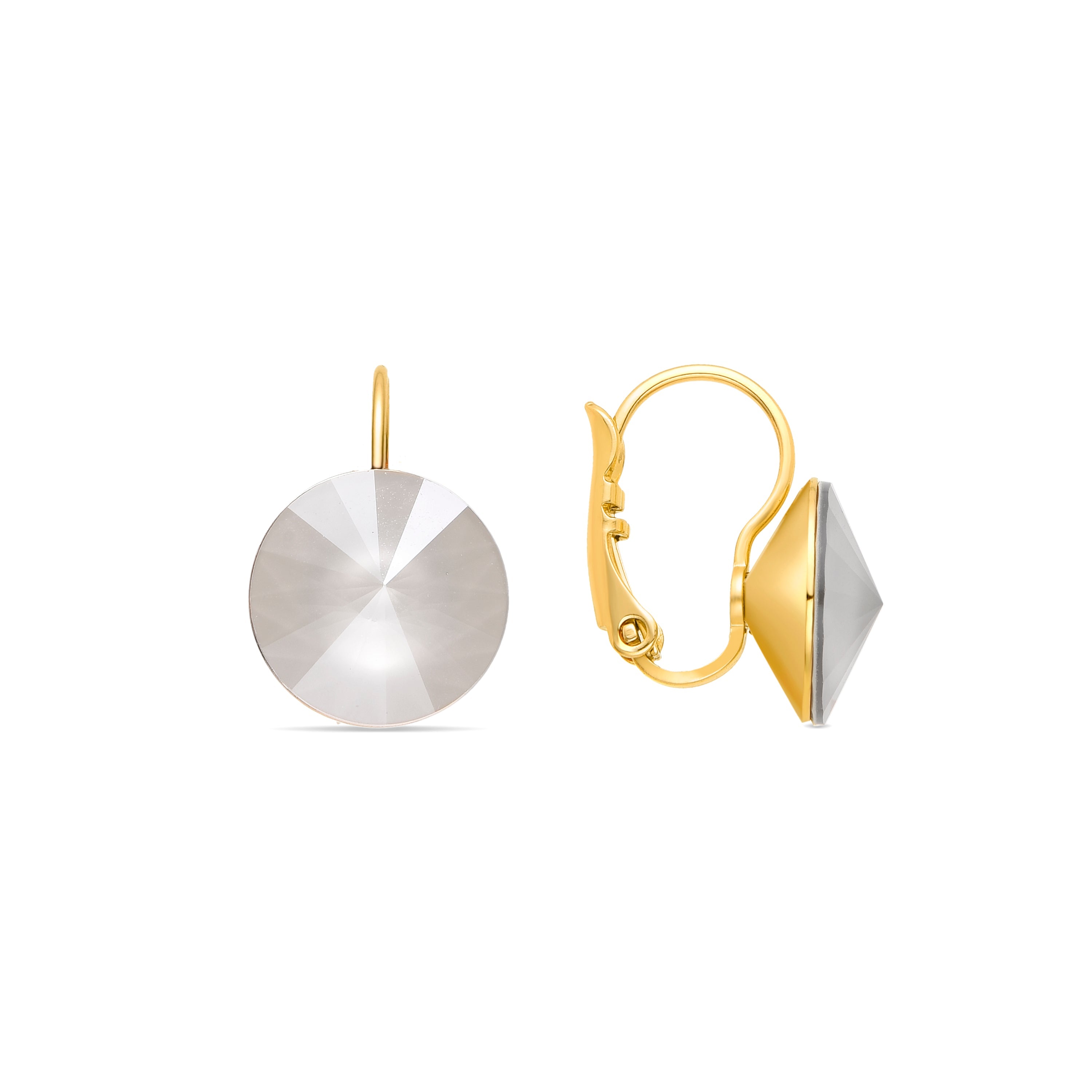 White Mother of Pearl Earrings Finished in 18K Yellow Gold - Kimji