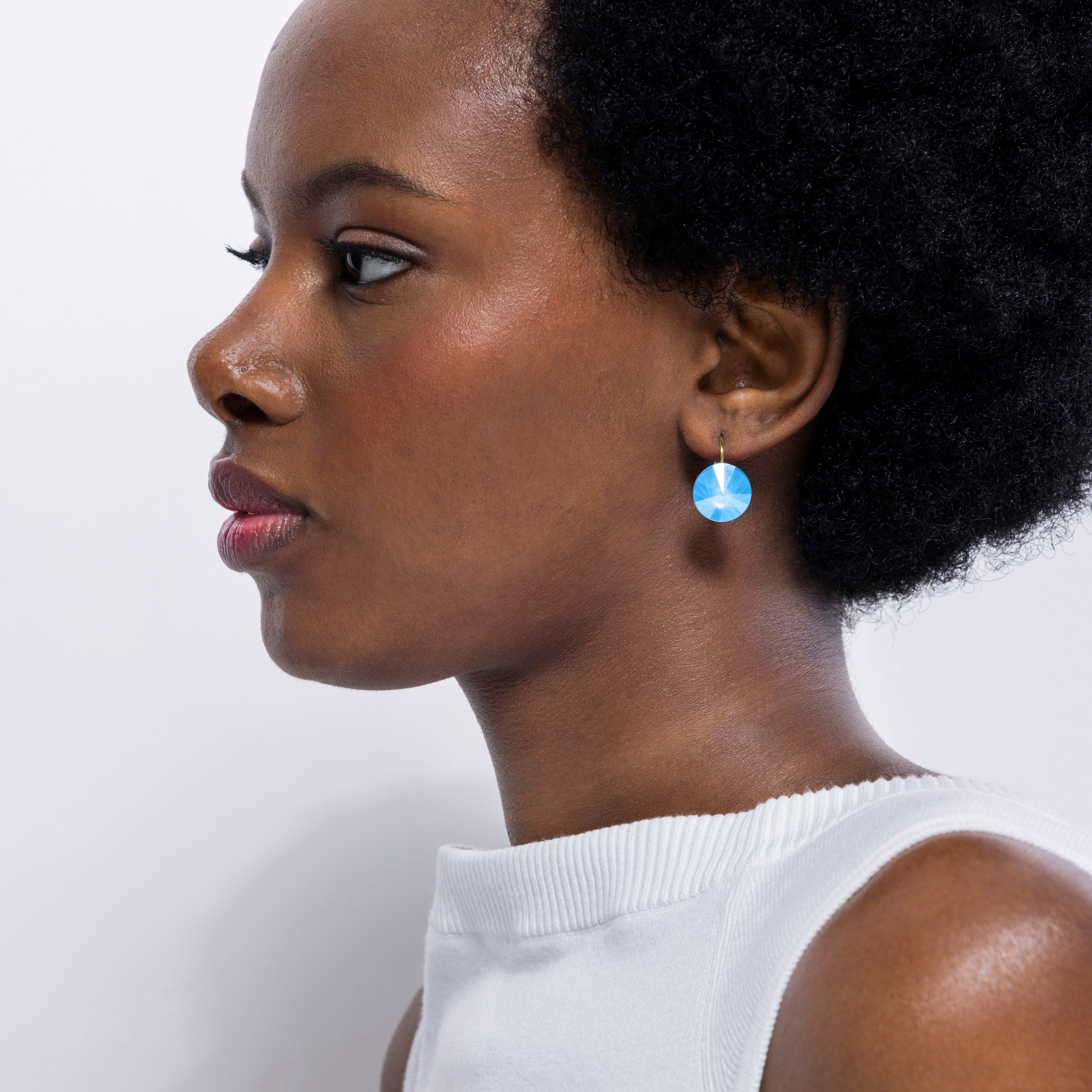 Blue Crystal Earrings finished in 18K yellow gold - Kimji