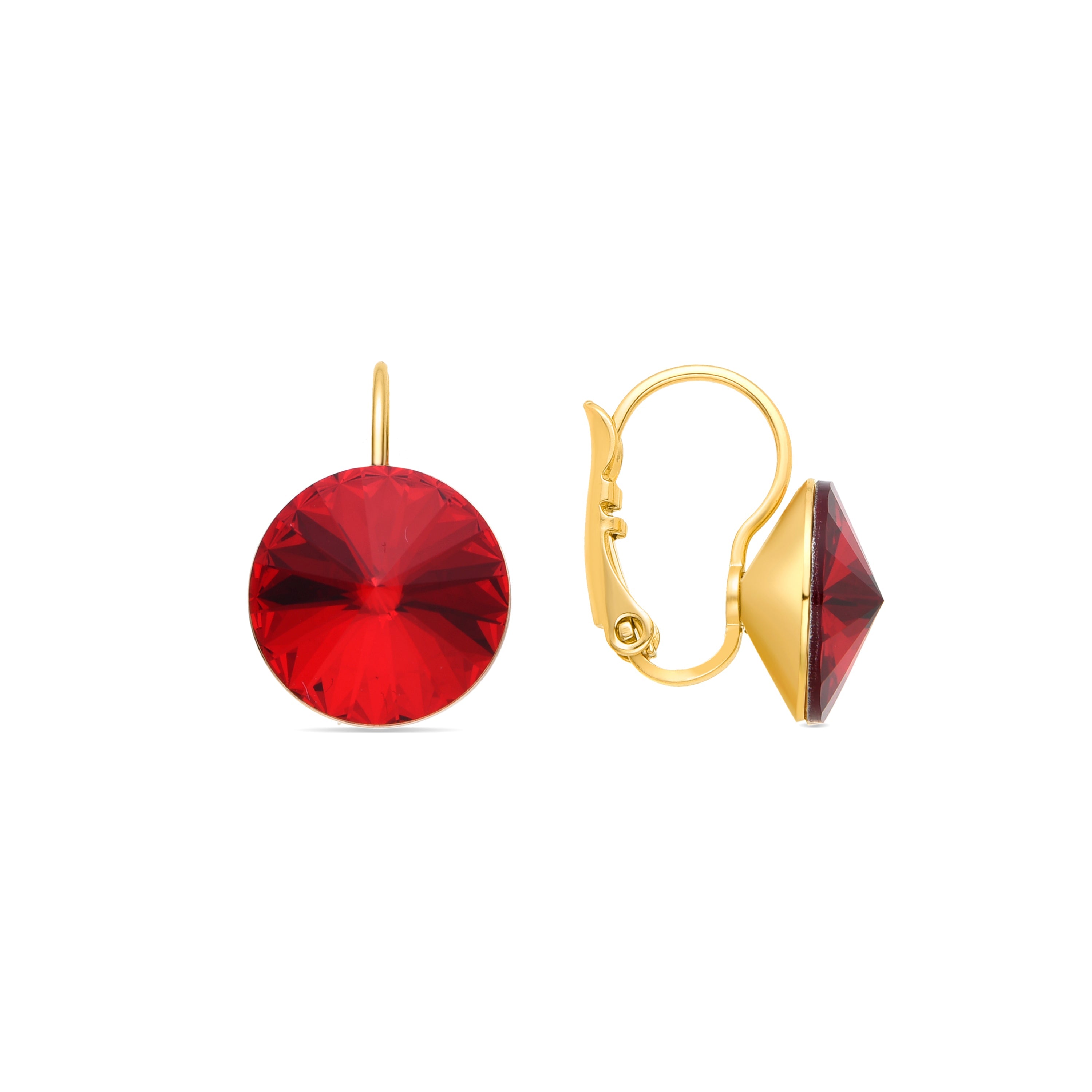 Red Crystal Earrings finished in 18K yellow gold - Kimji
