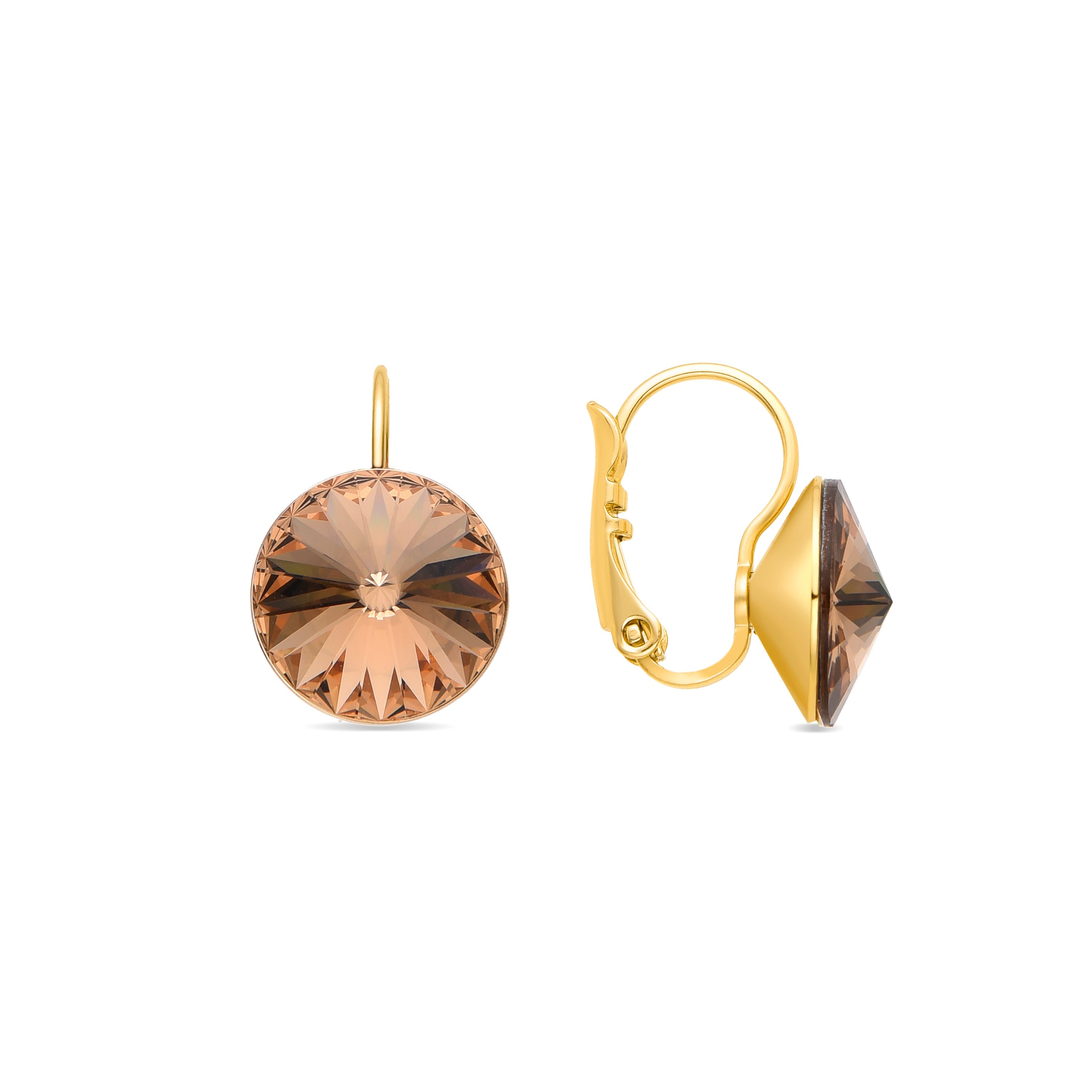Yellow Crystal Earrings finished in 18K yellow gold - Kimji