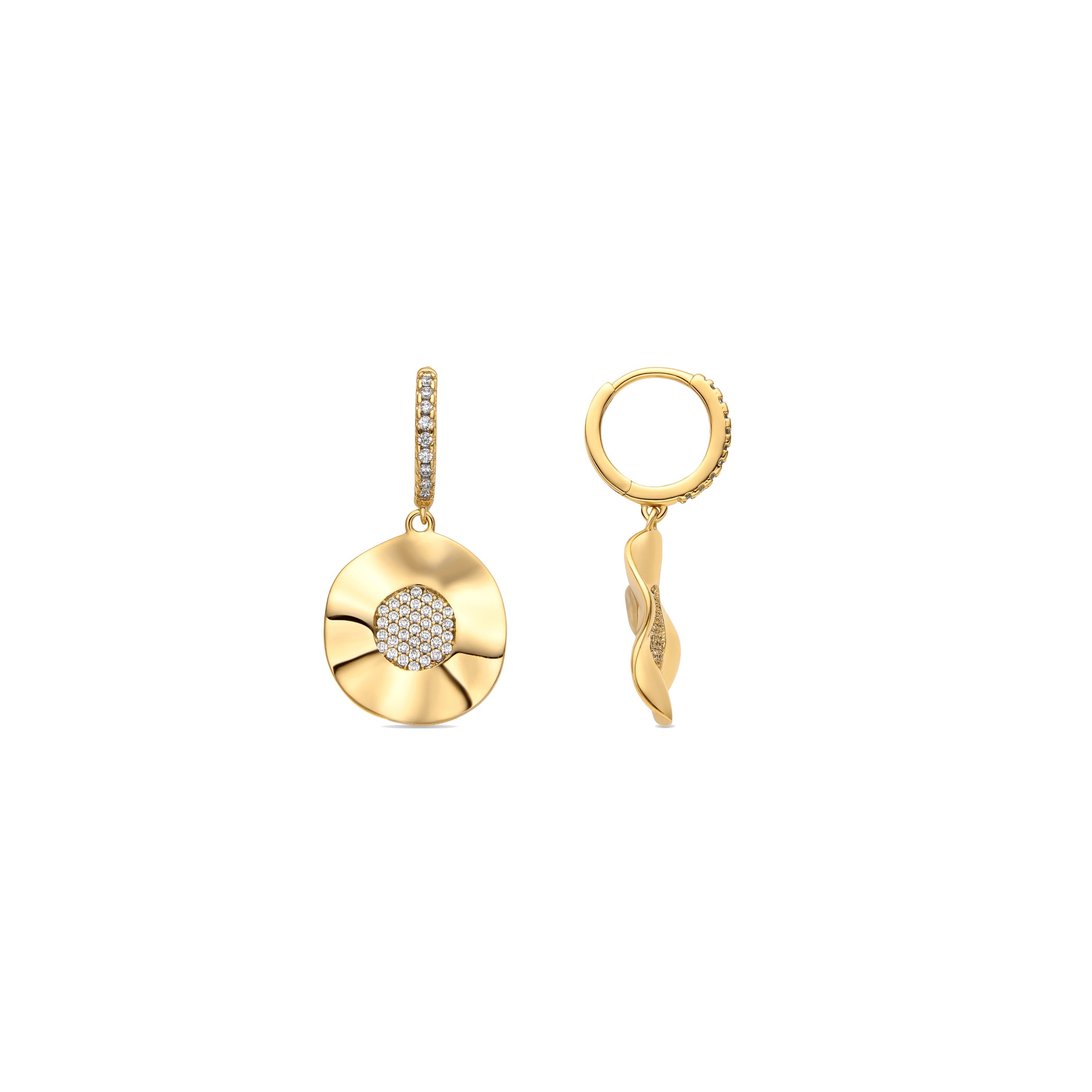 Earrings with brilliant zirconia, 18k gold finish - Delim