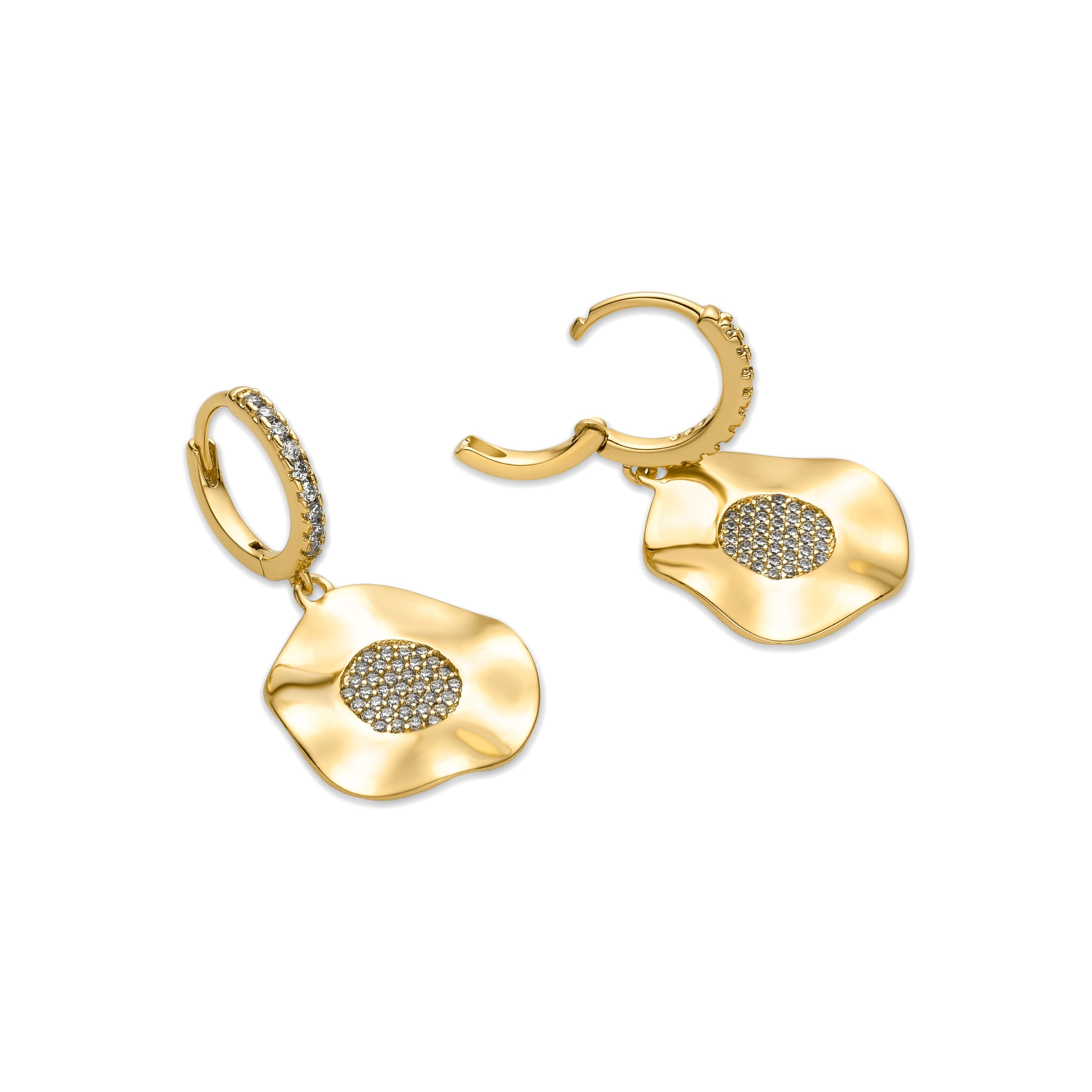 Earrings with brilliant zirconia, 18k gold finish - Delim