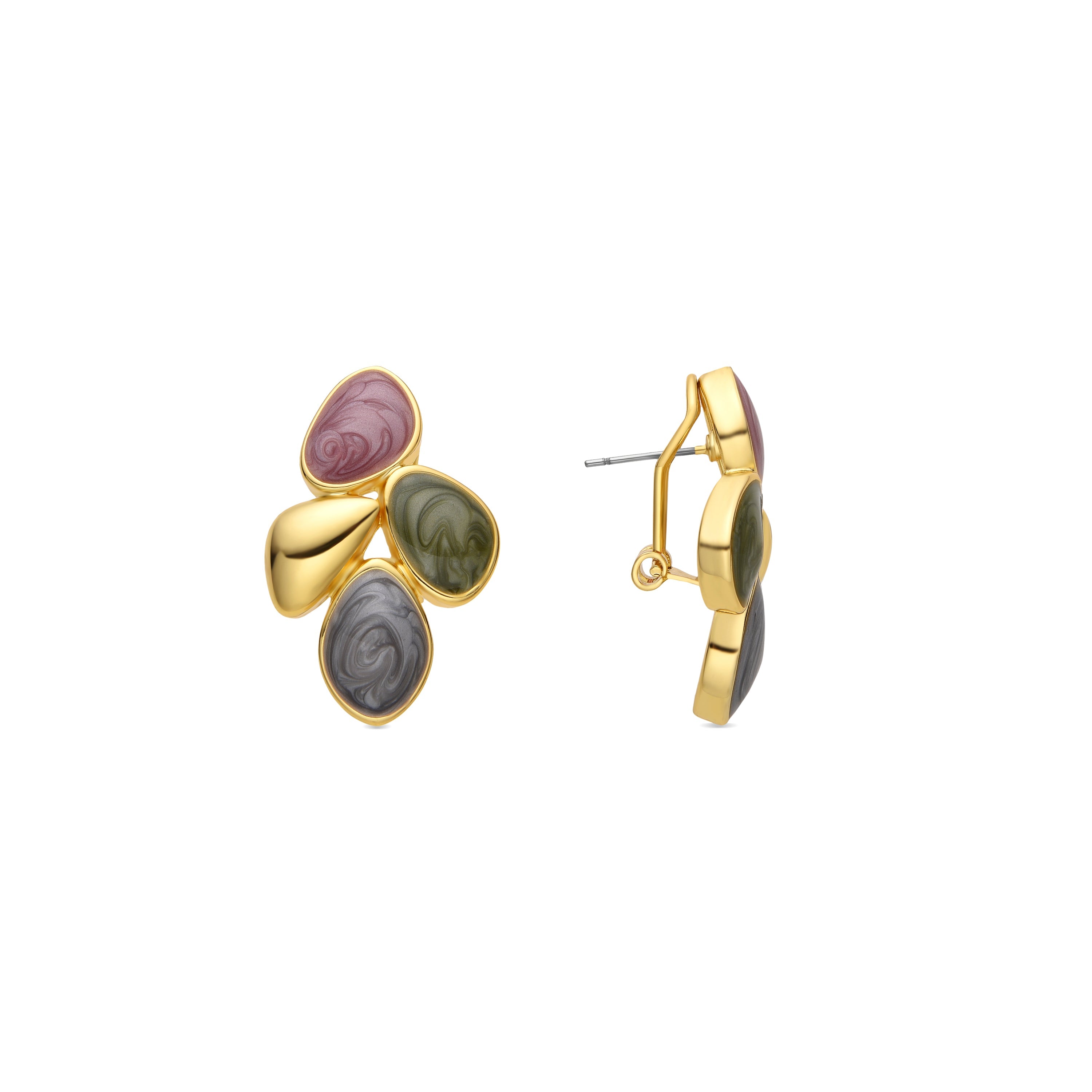 Multicolor Lacquer Earrings with 18k Gold Finish - Laido