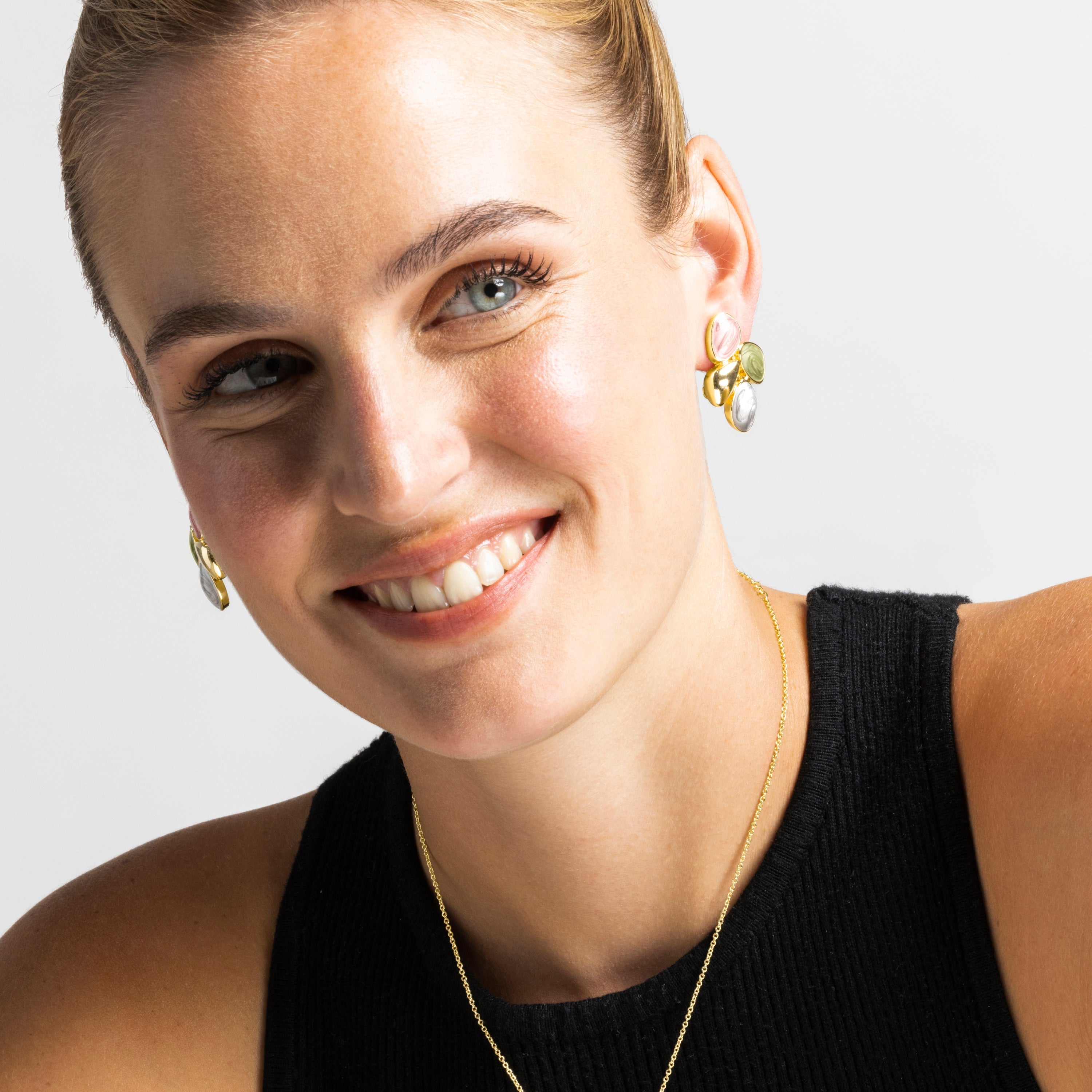 Multicolor Lacquer Earrings with 18k Gold Finish - Laido