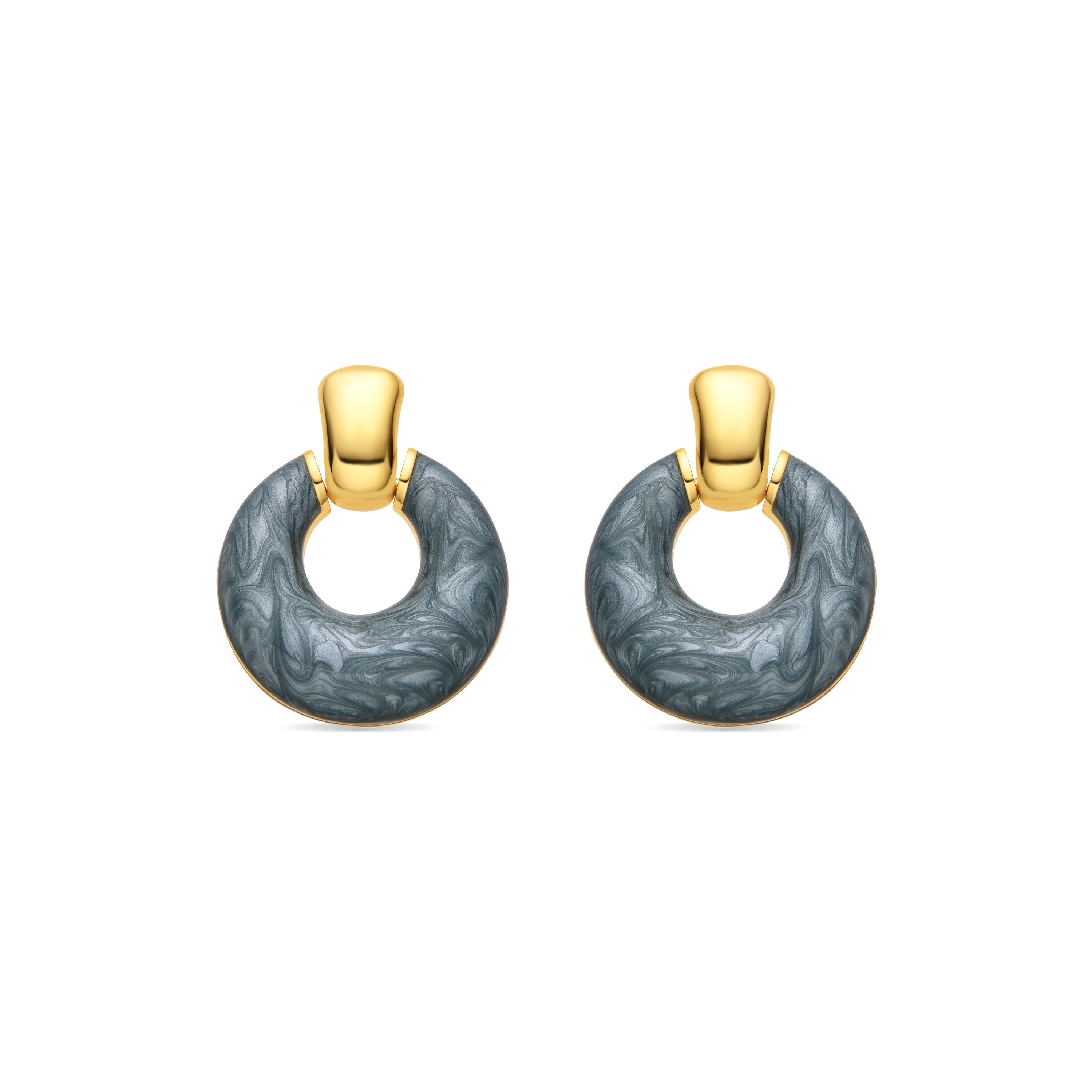 Earrings with Blue Lacquer 18k gold finish - Fores