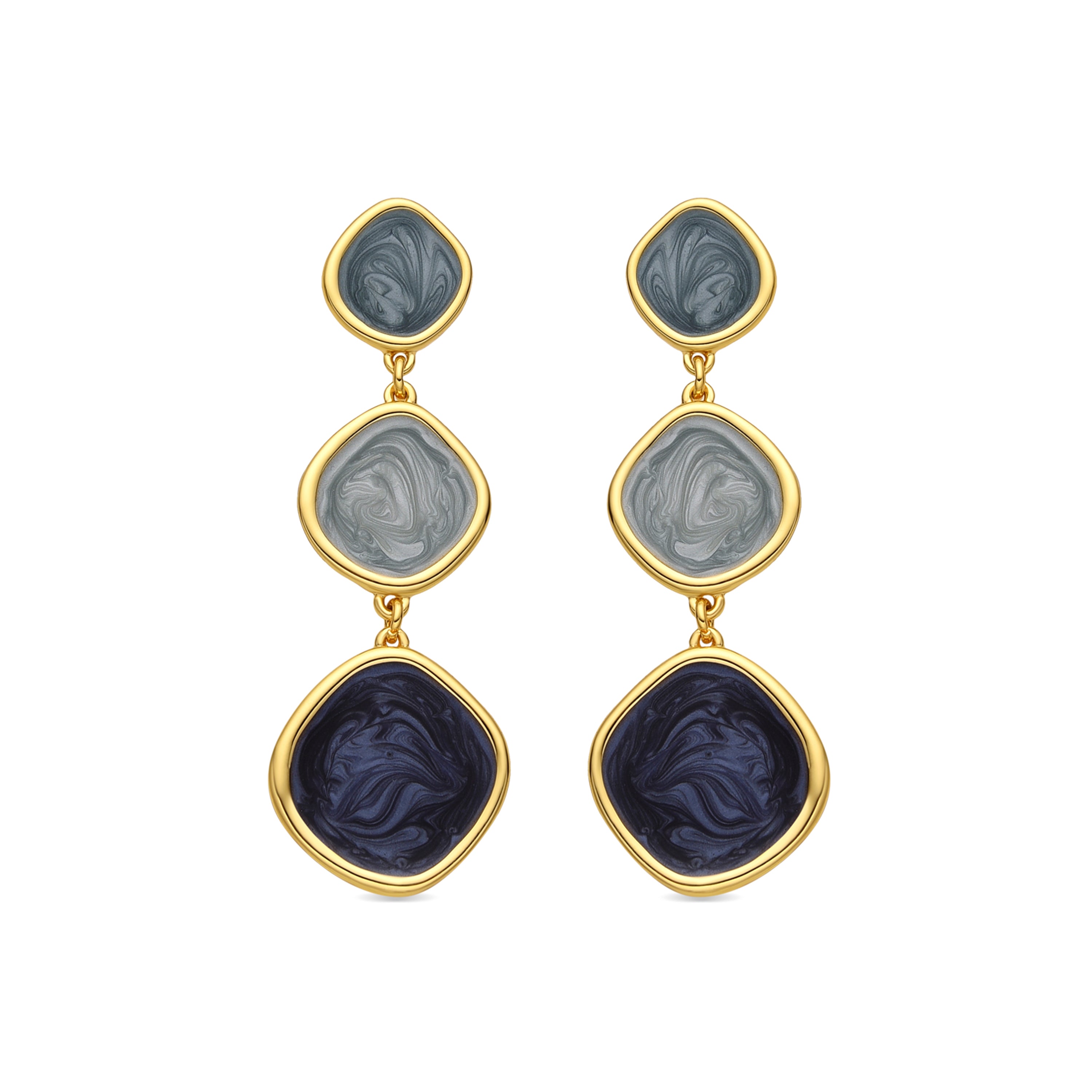 Earrings with Blue Lacquer finish 18k gold - Belgul