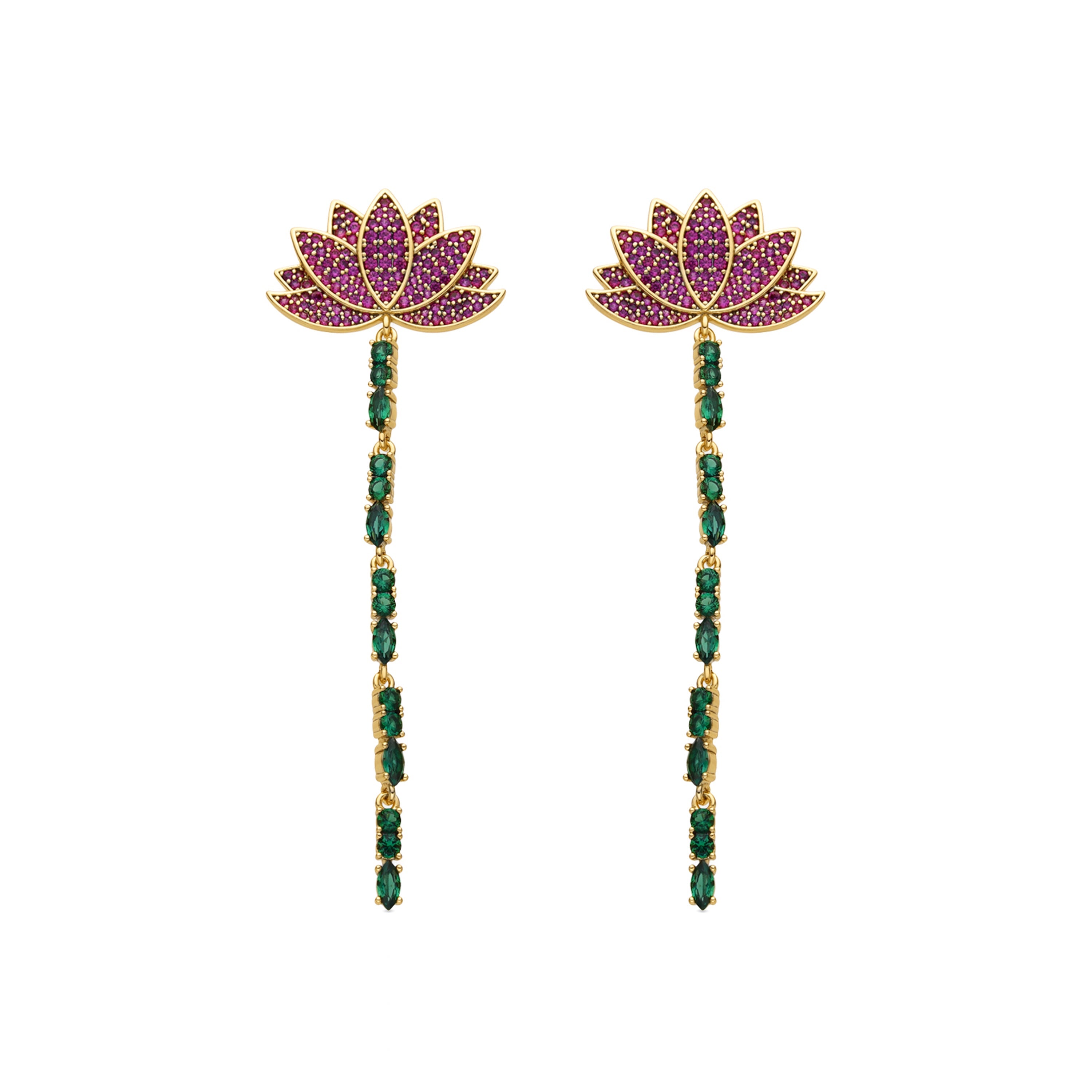Pendientes con Circonita Multicolor acabado oro 18k - Likme