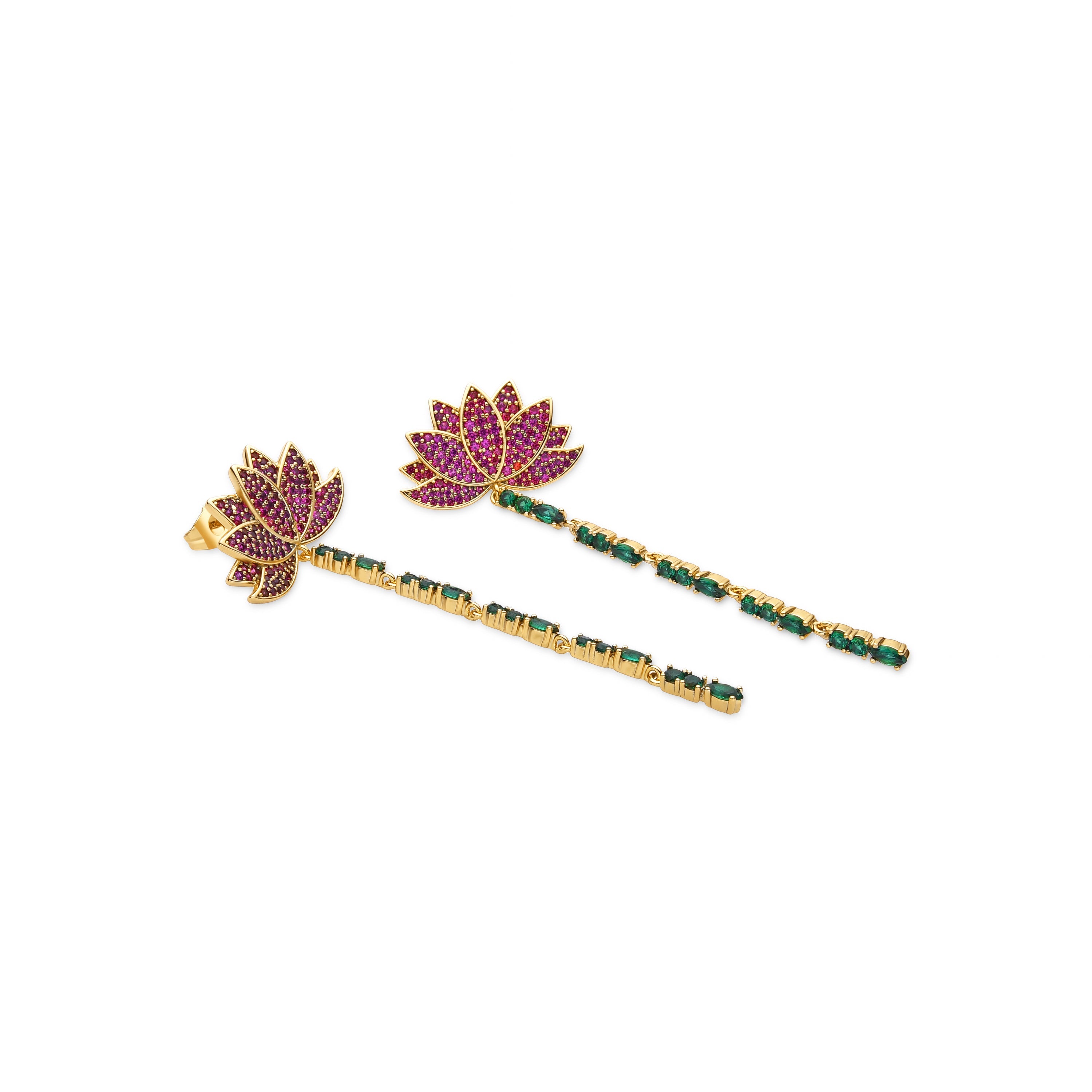 Pendientes con Circonita Multicolor acabado oro 18k - Likme