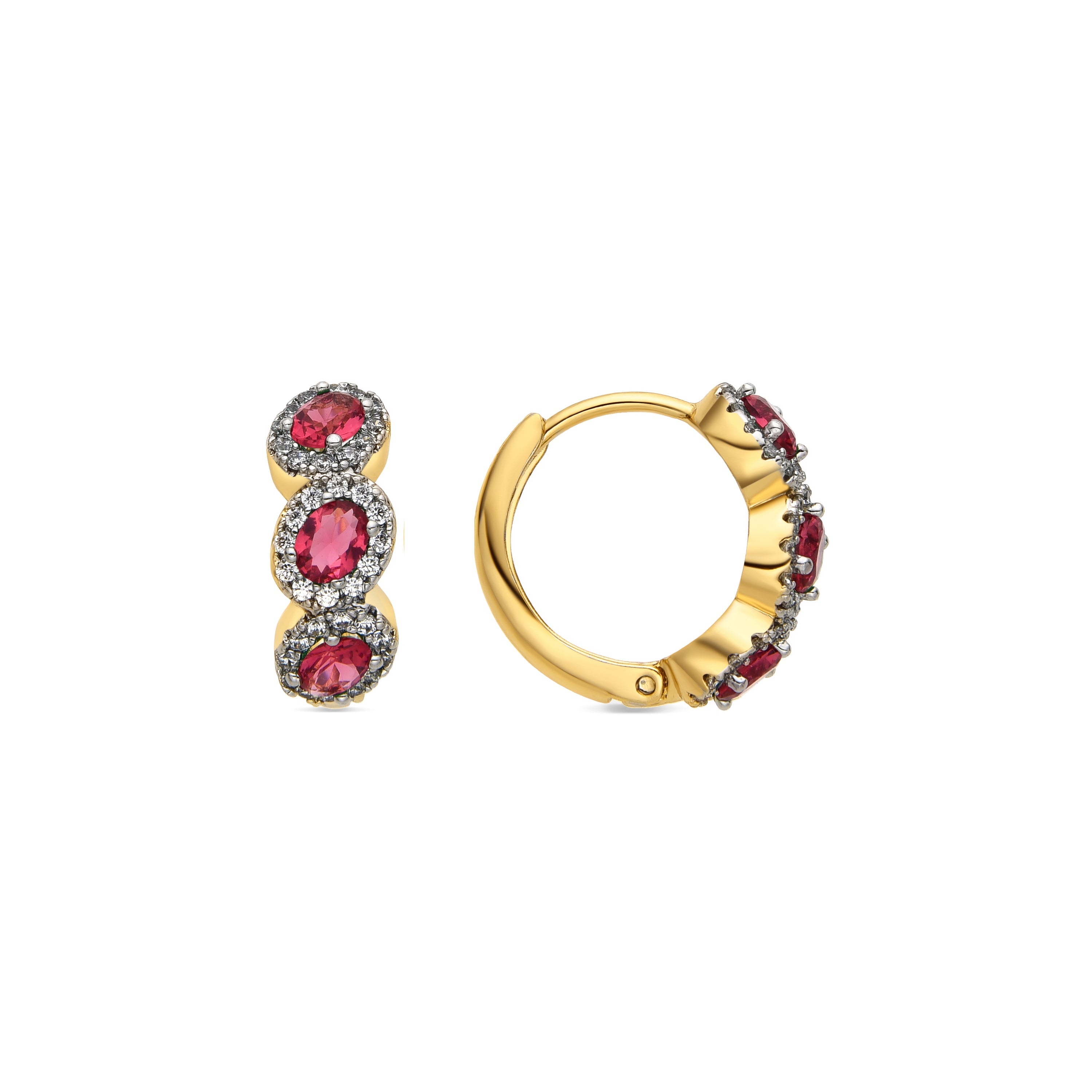 Pendientes con Circonita Rubí acabado oro 18k - Cinel