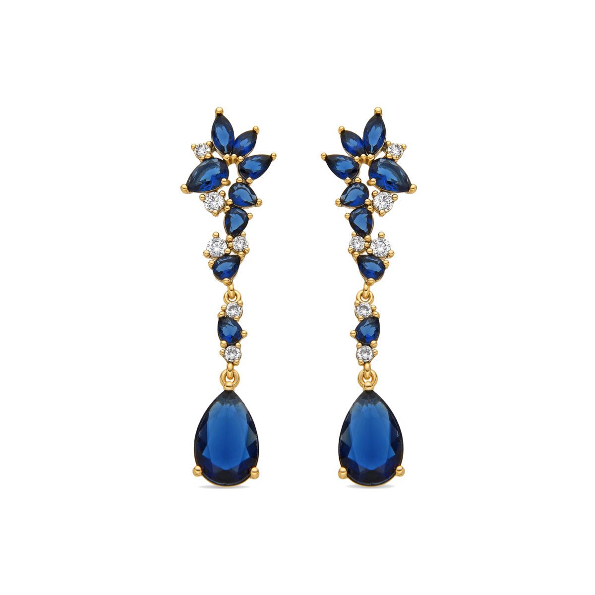 Pendientes con Circonita Zafiro acabado oro 18k - Ulies