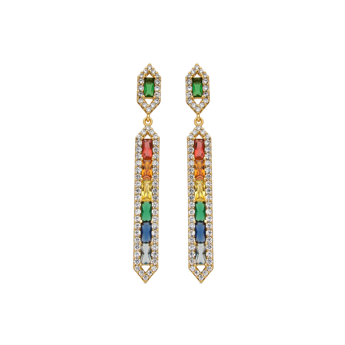 Pendientes con Circonita Multicolor acabado oro 18k - Brima