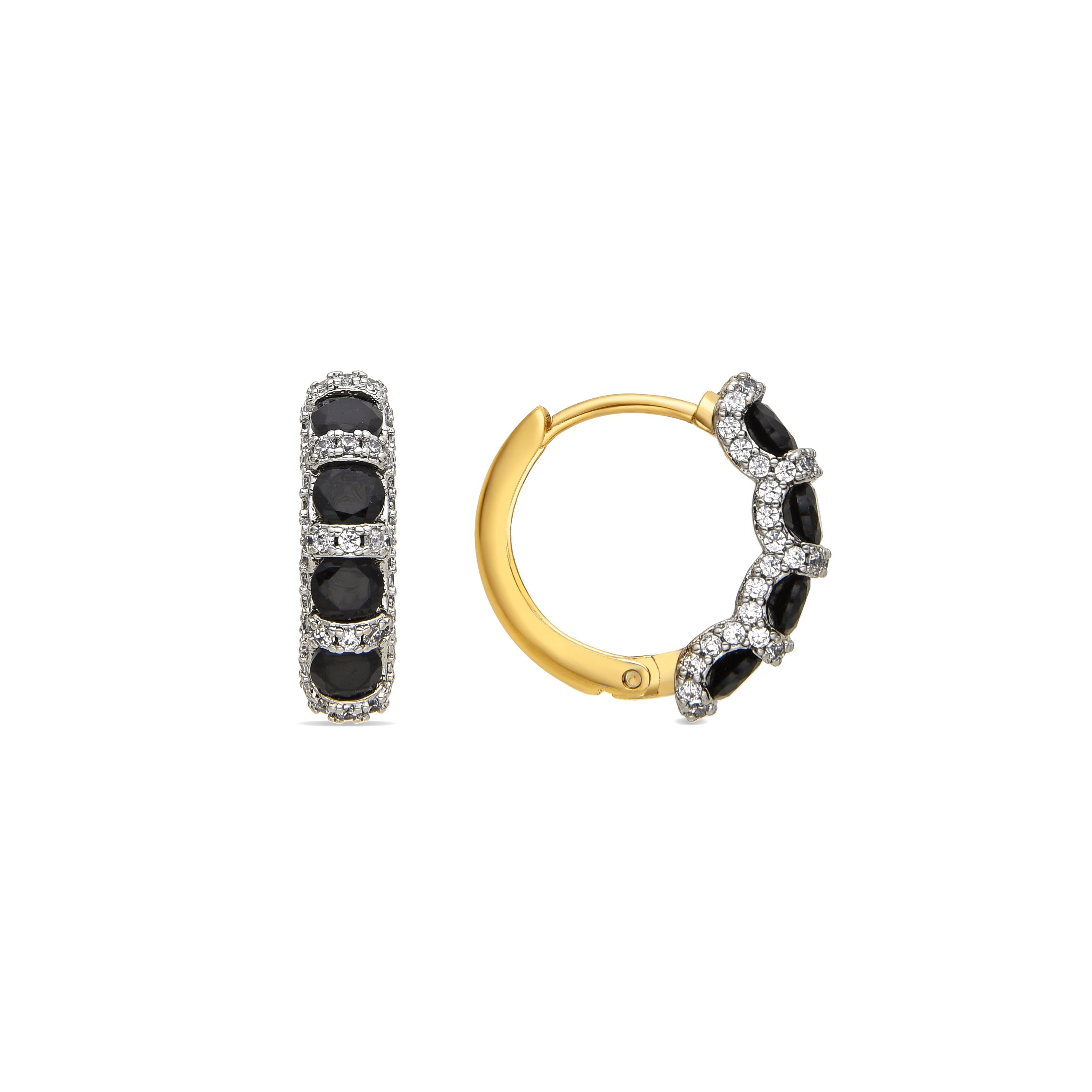 Pendientes con Circonita Onix acabado oro 18k - Braso