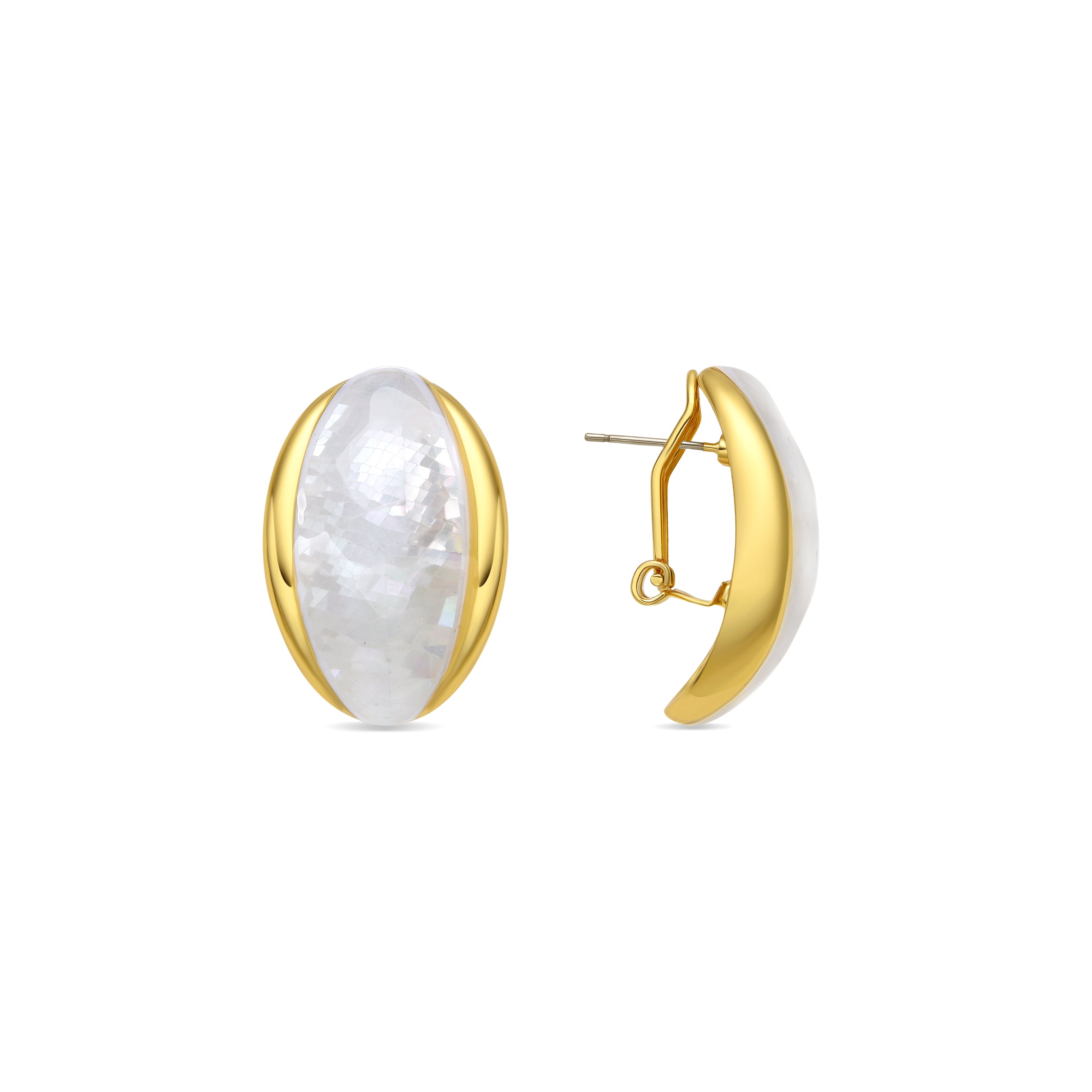 18k yellow gold and white mother-of-pearl earrings - Lingo