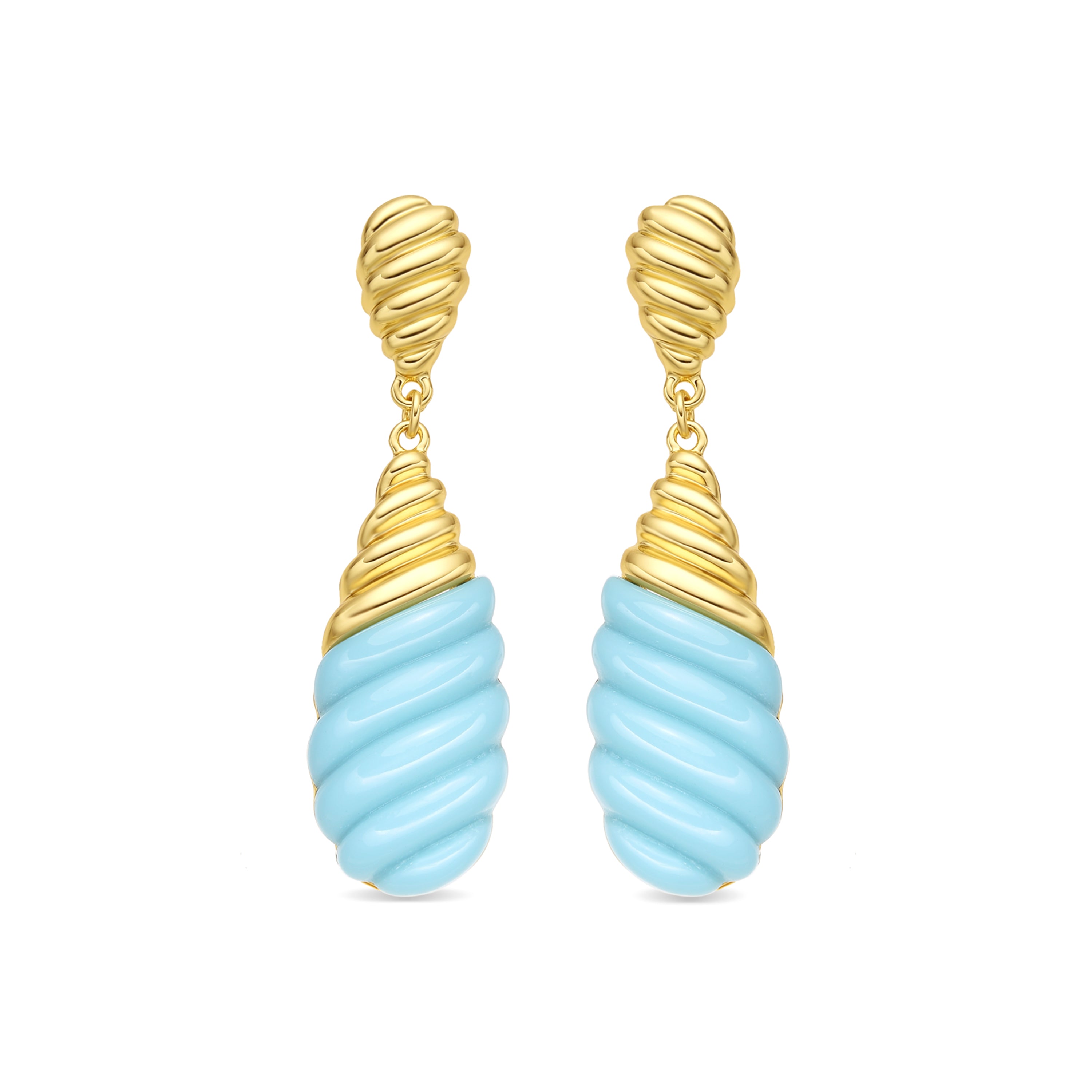 18k yellow gold and blue resin earrings - Rawil