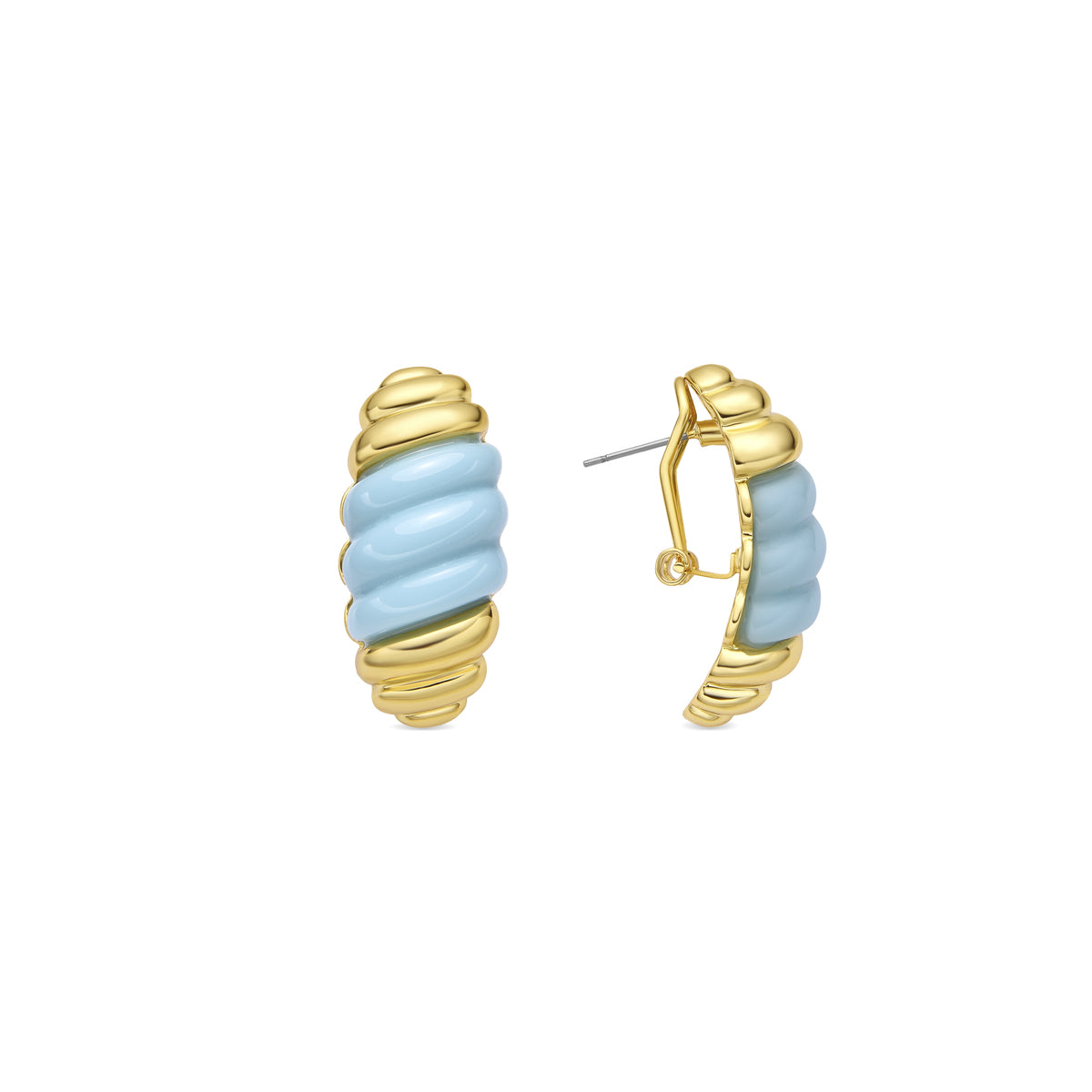 Rawil Blue Resin Earrings with 18k Yellow Gold Finish