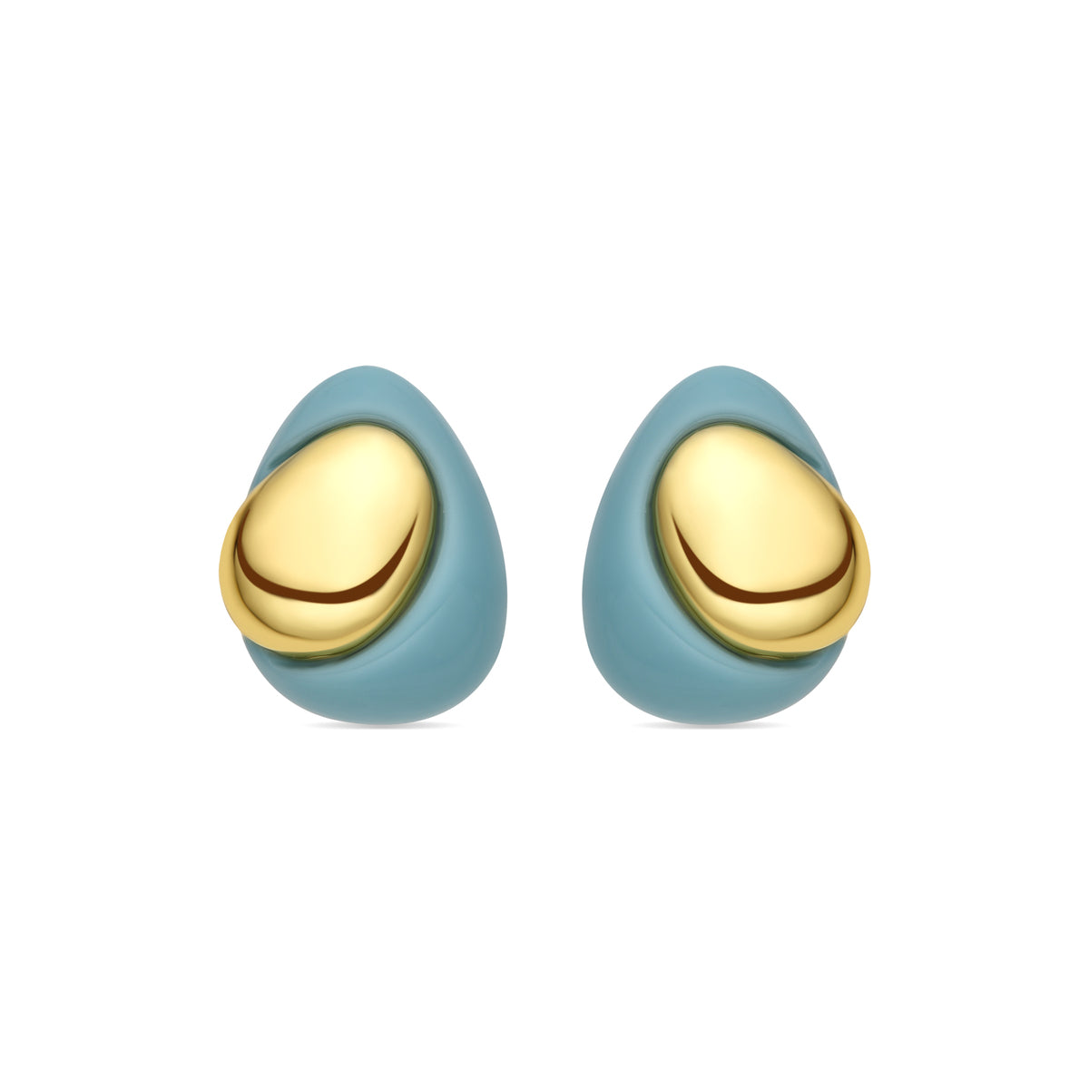 Jidun Blue Resin Earrings with 18k Yellow Gold Finish