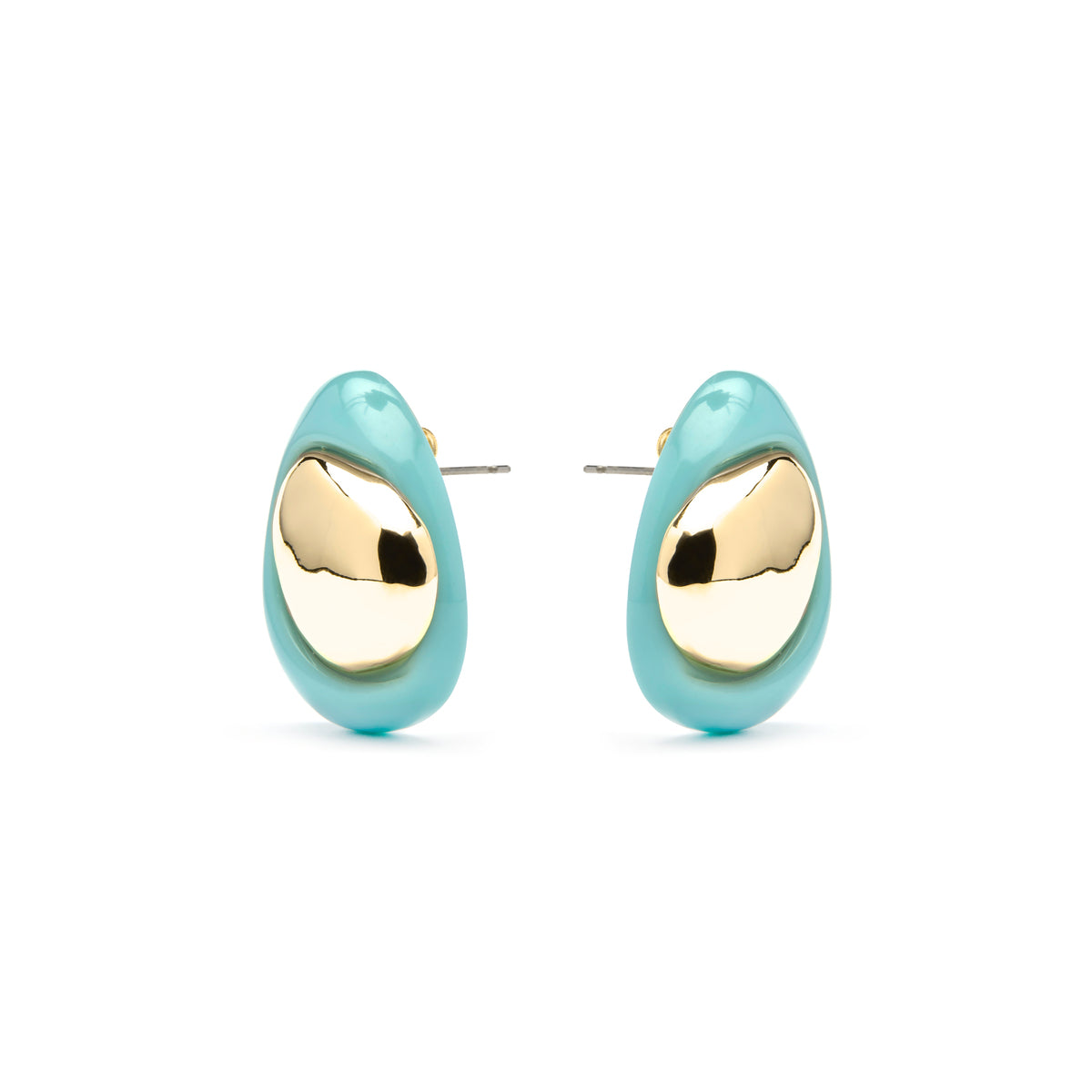 Jidun Blue Resin Earrings with 18k Yellow Gold Finish