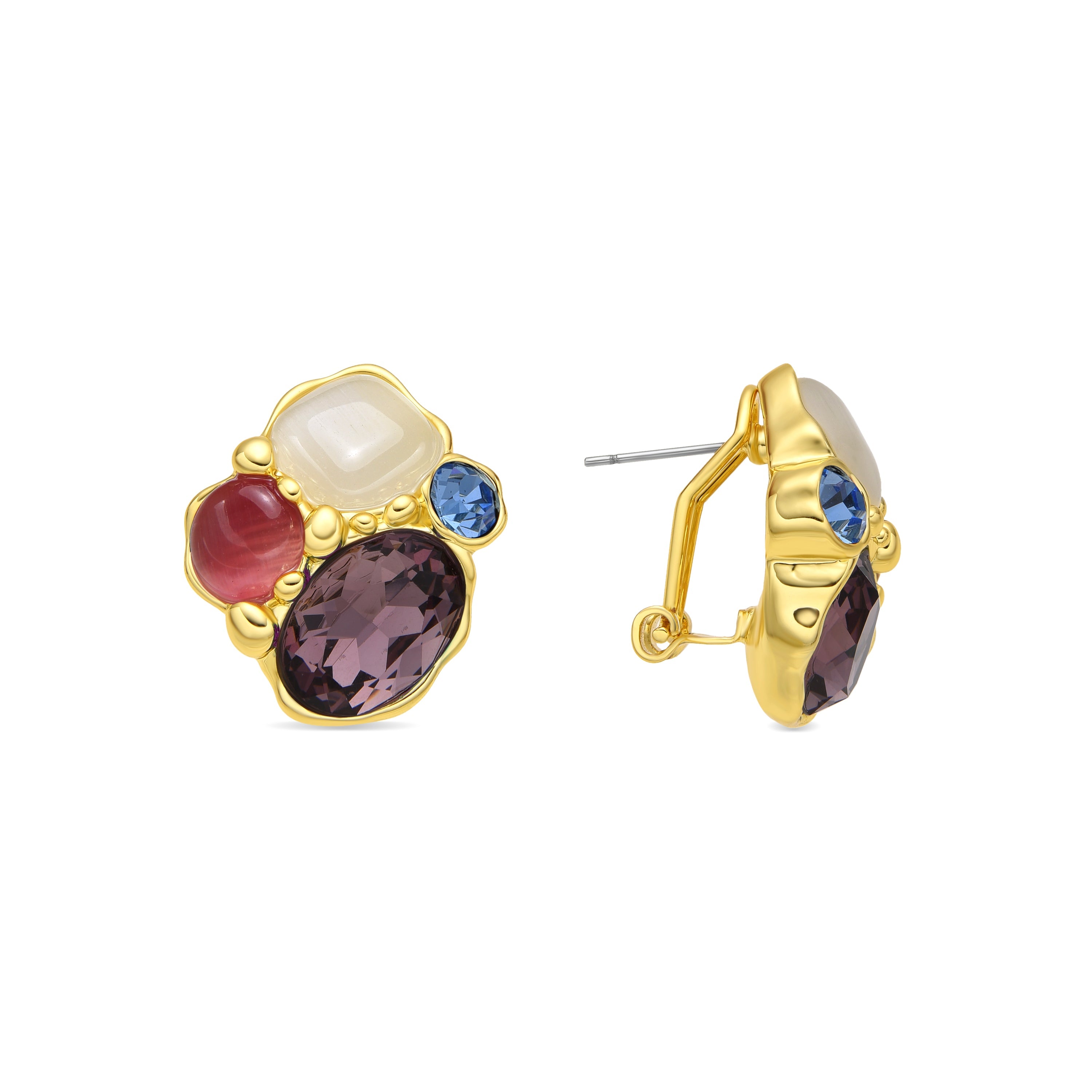 18k yellow gold and purple crystal earrings - Nedla
