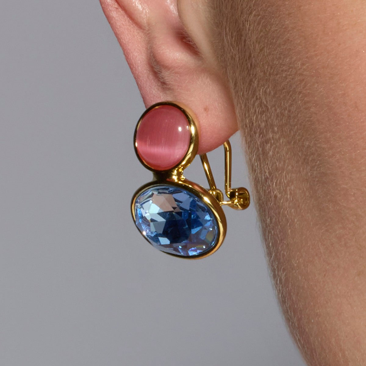 18k yellow gold and blue crystal earrings - Sigro