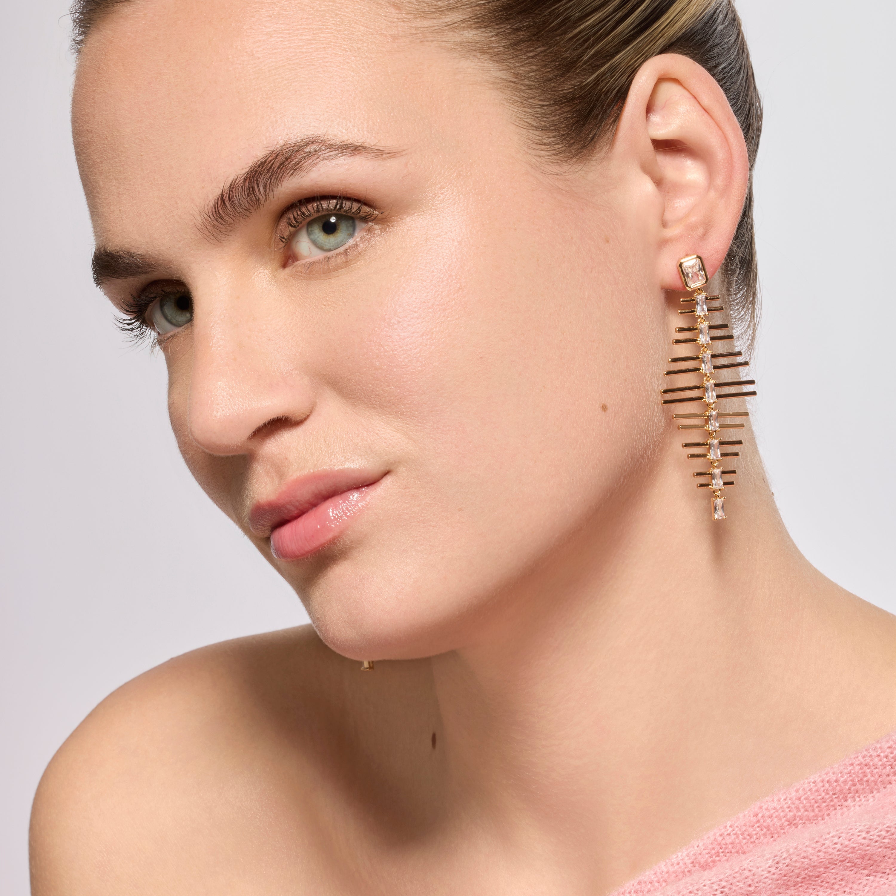 18k yellow gold finish earrings with brilliant zirconia - Sabrin