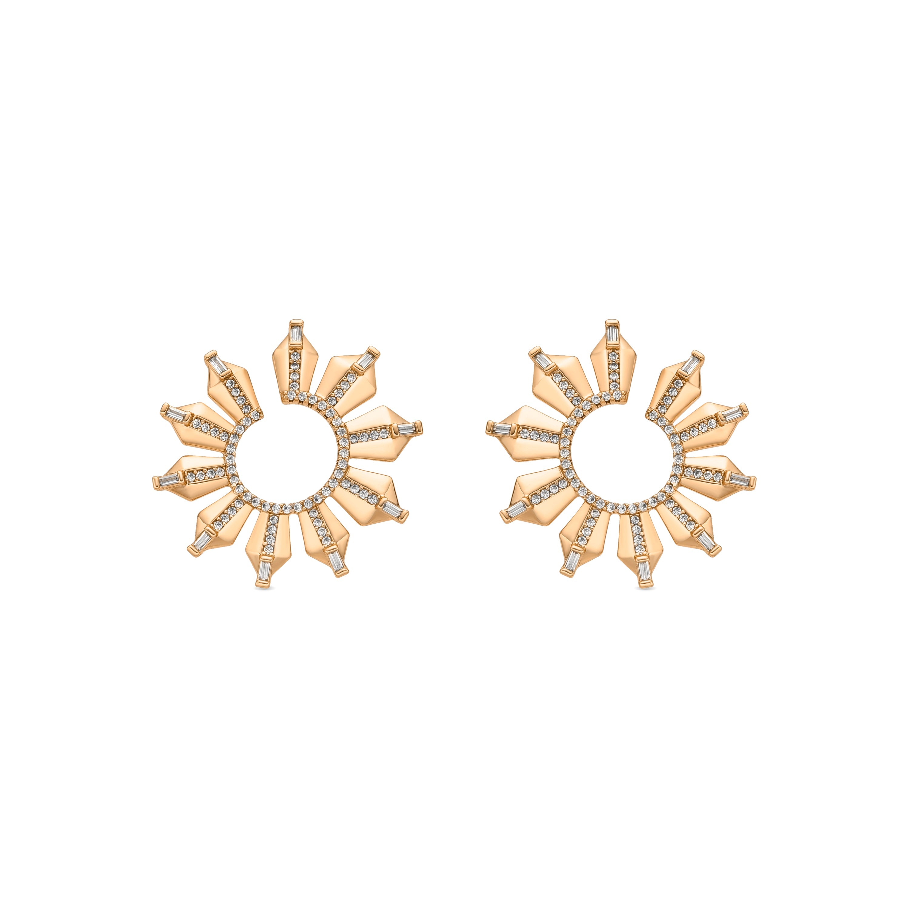 18k yellow gold finish earrings with brilliant zirconia - Ombab