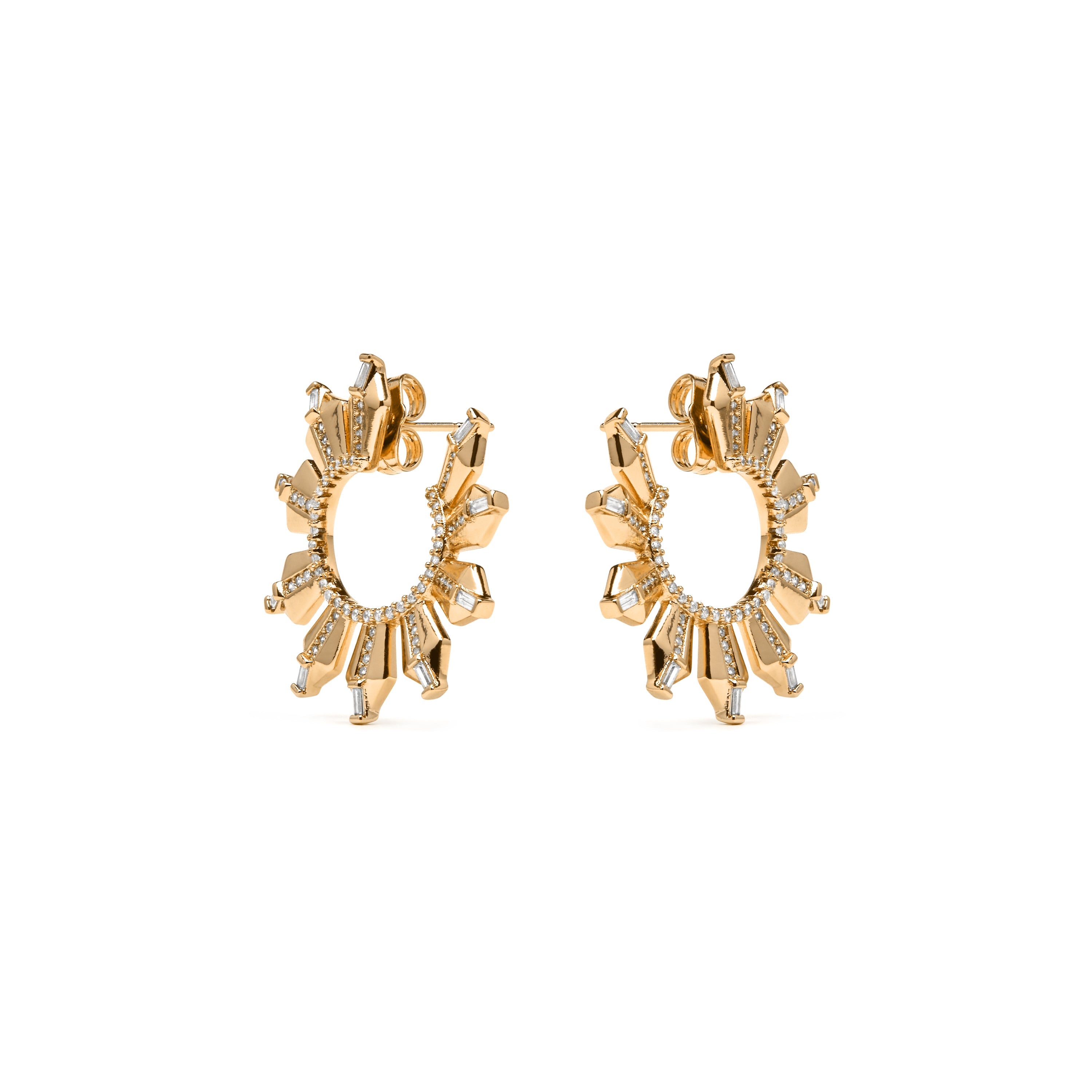 18k yellow gold finish earrings with brilliant zirconia - Ombab