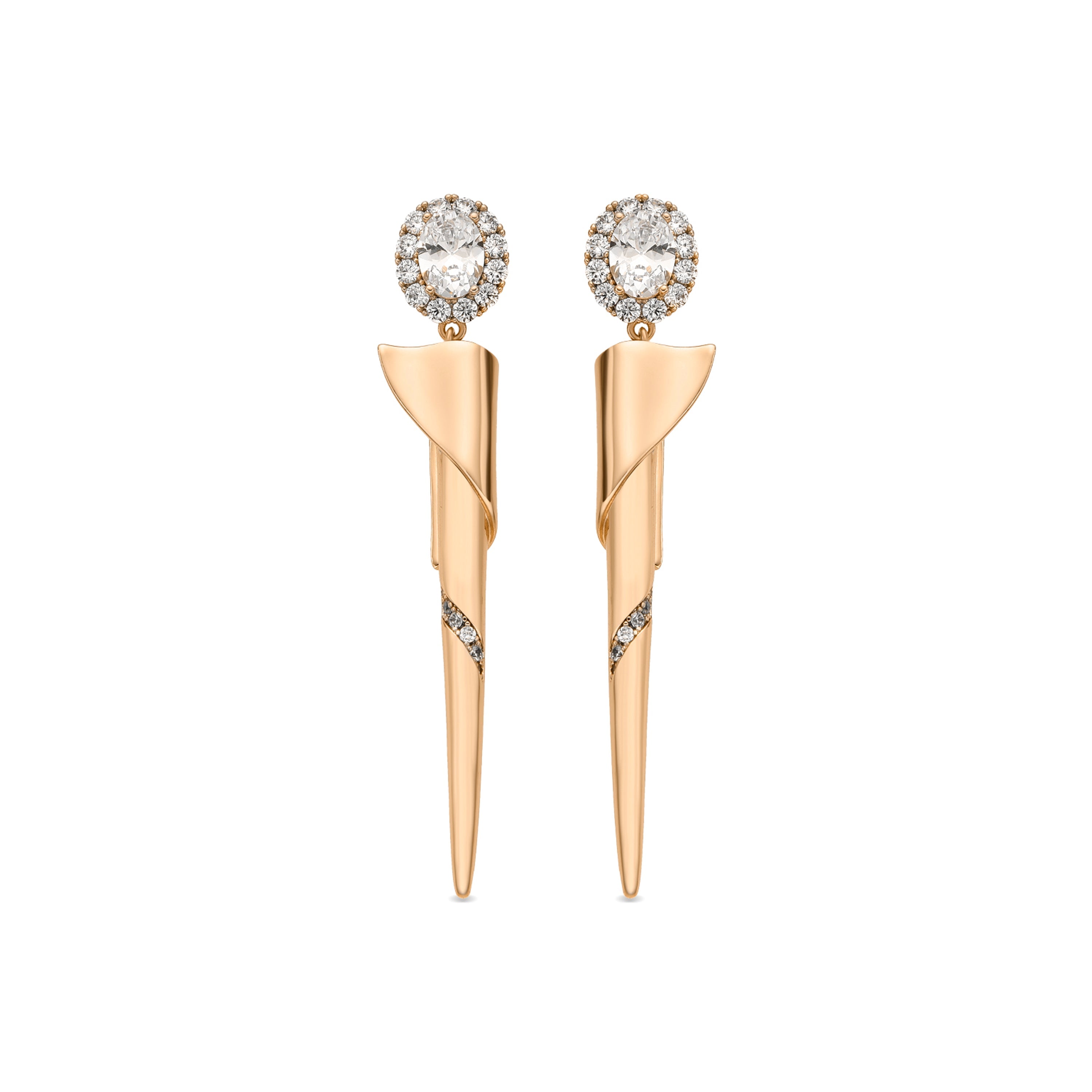 18k yellow gold finish earrings with brilliant zirconia - Tzin
