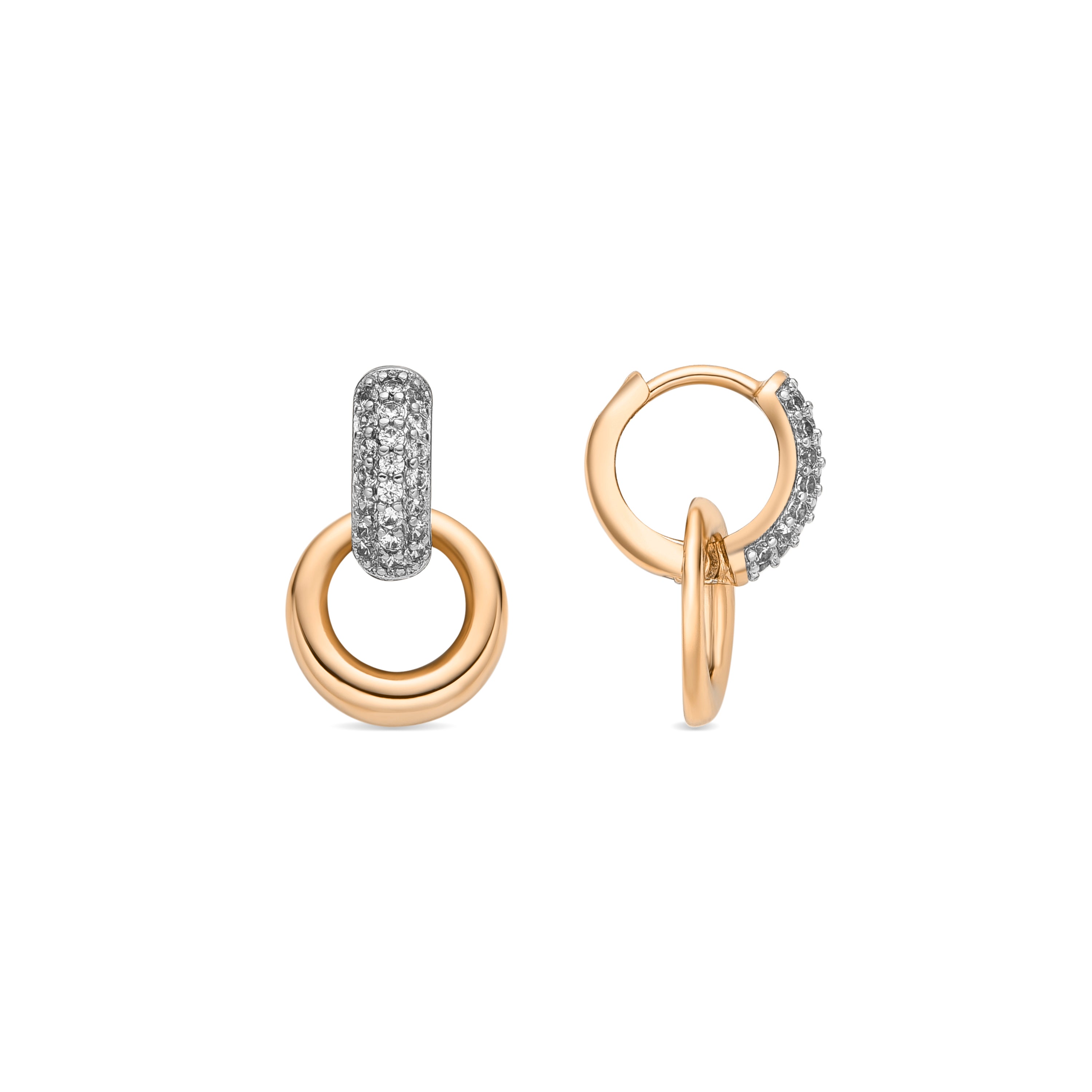 18k yellow gold finish earrings with brilliant zirconia - Eithe