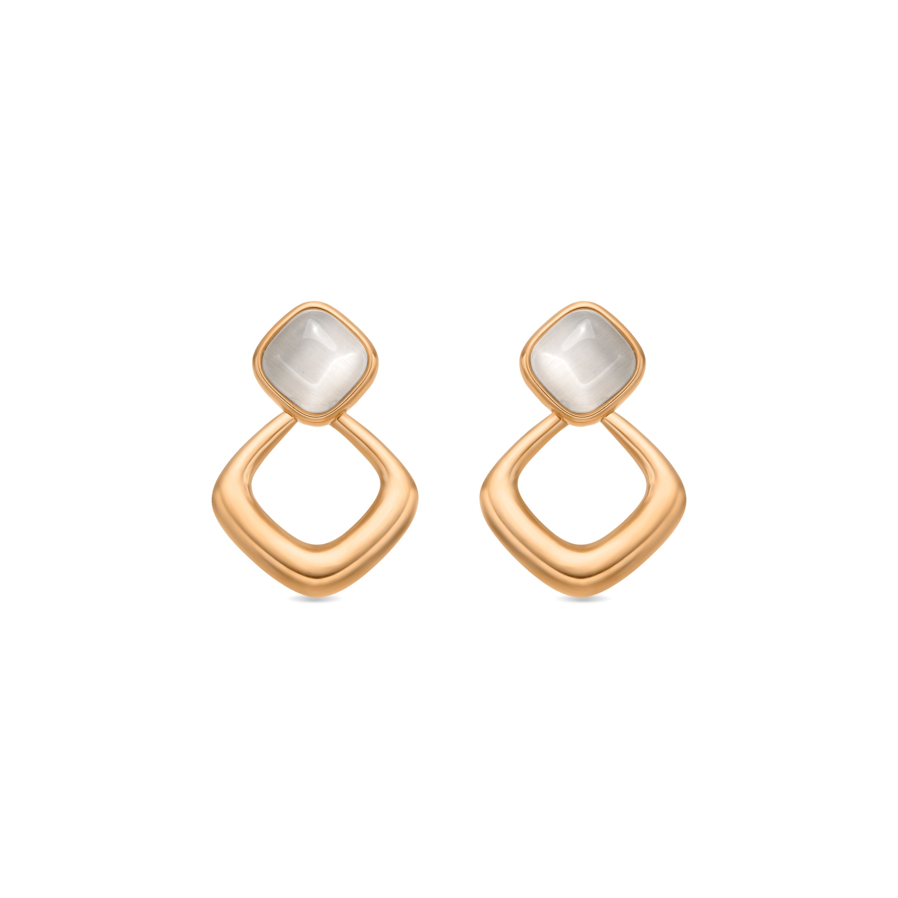 18k yellow gold finish earrings with cat's eye - Lormis