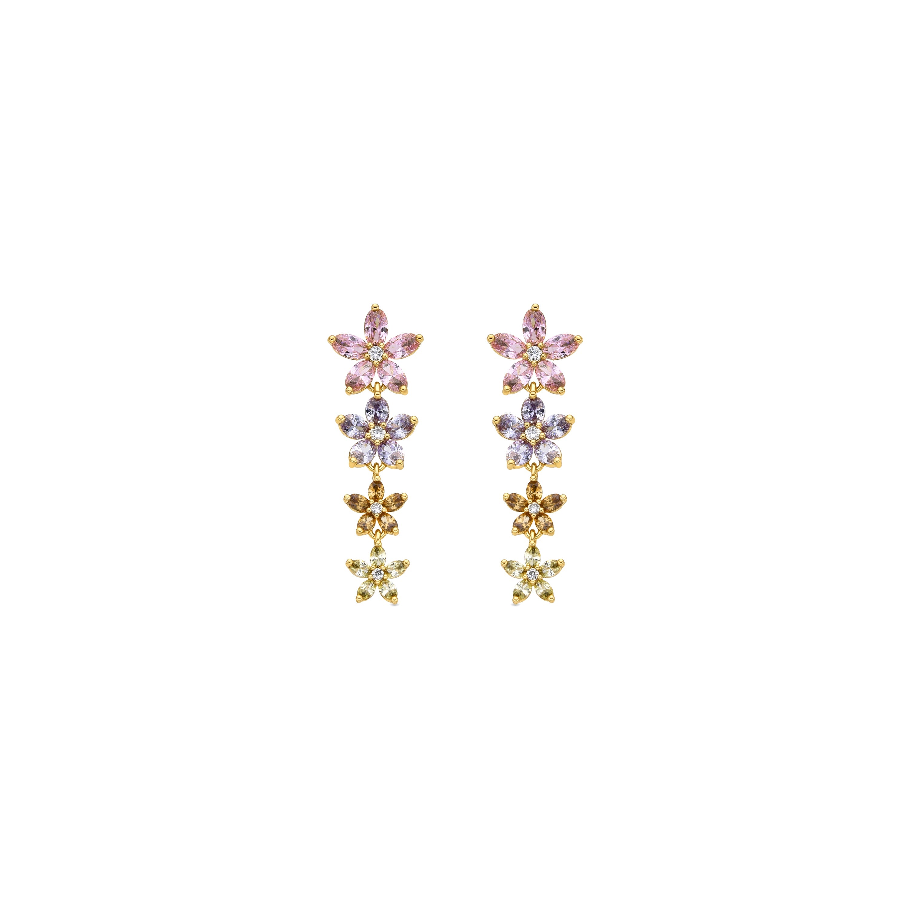 18k yellow gold finish earrings with multicolored zirconia - Dima