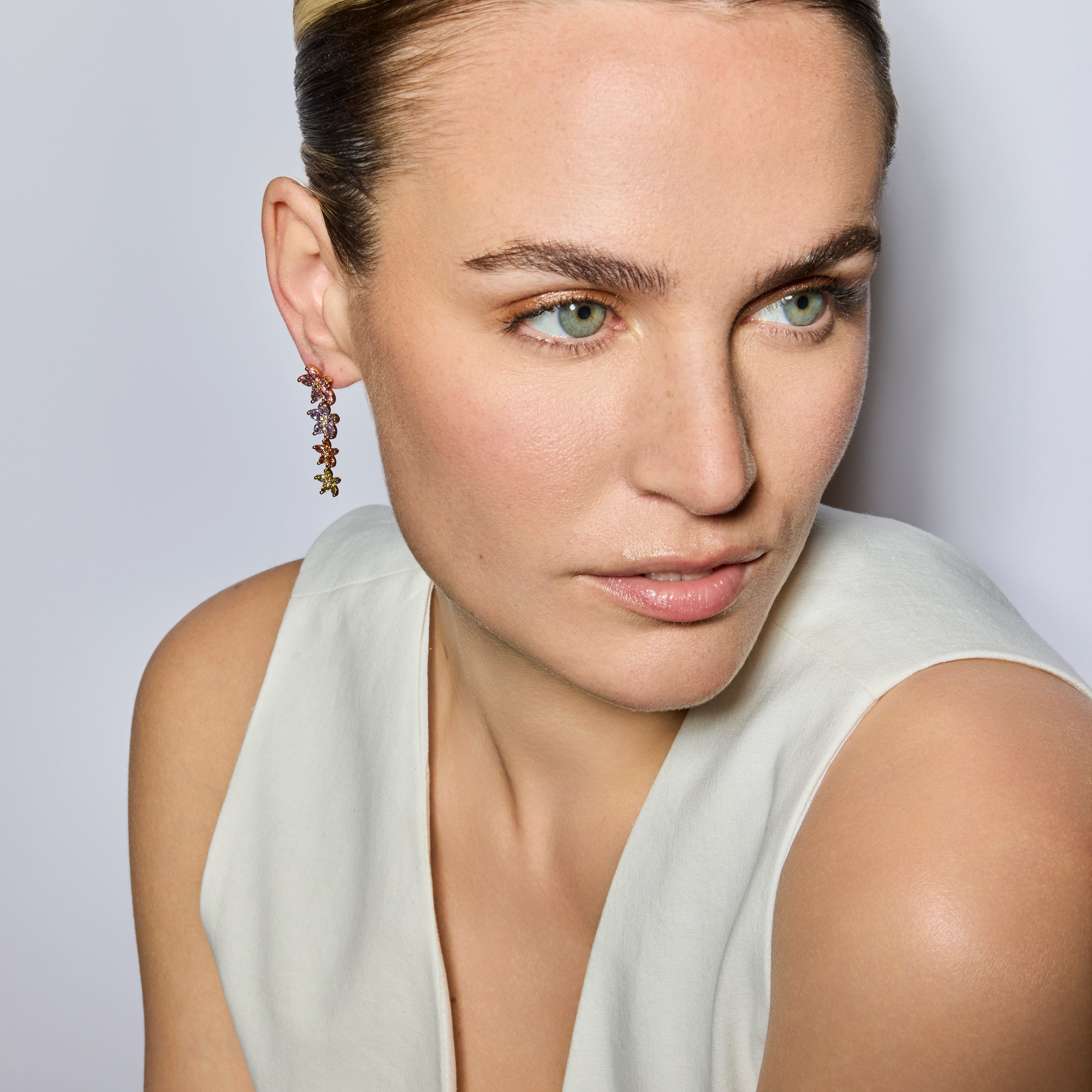 18k yellow gold finish earrings with multicolored zirconia - Dima