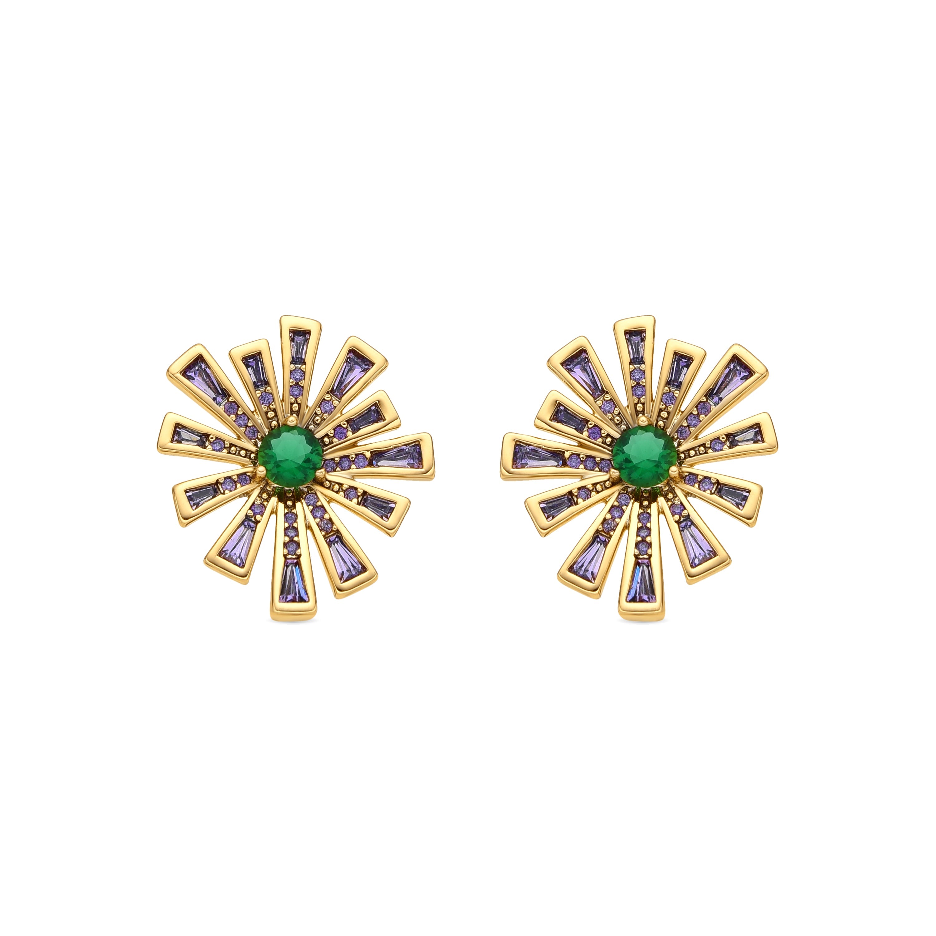 18k yellow gold finish earrings with multicolored zirconia - Asail