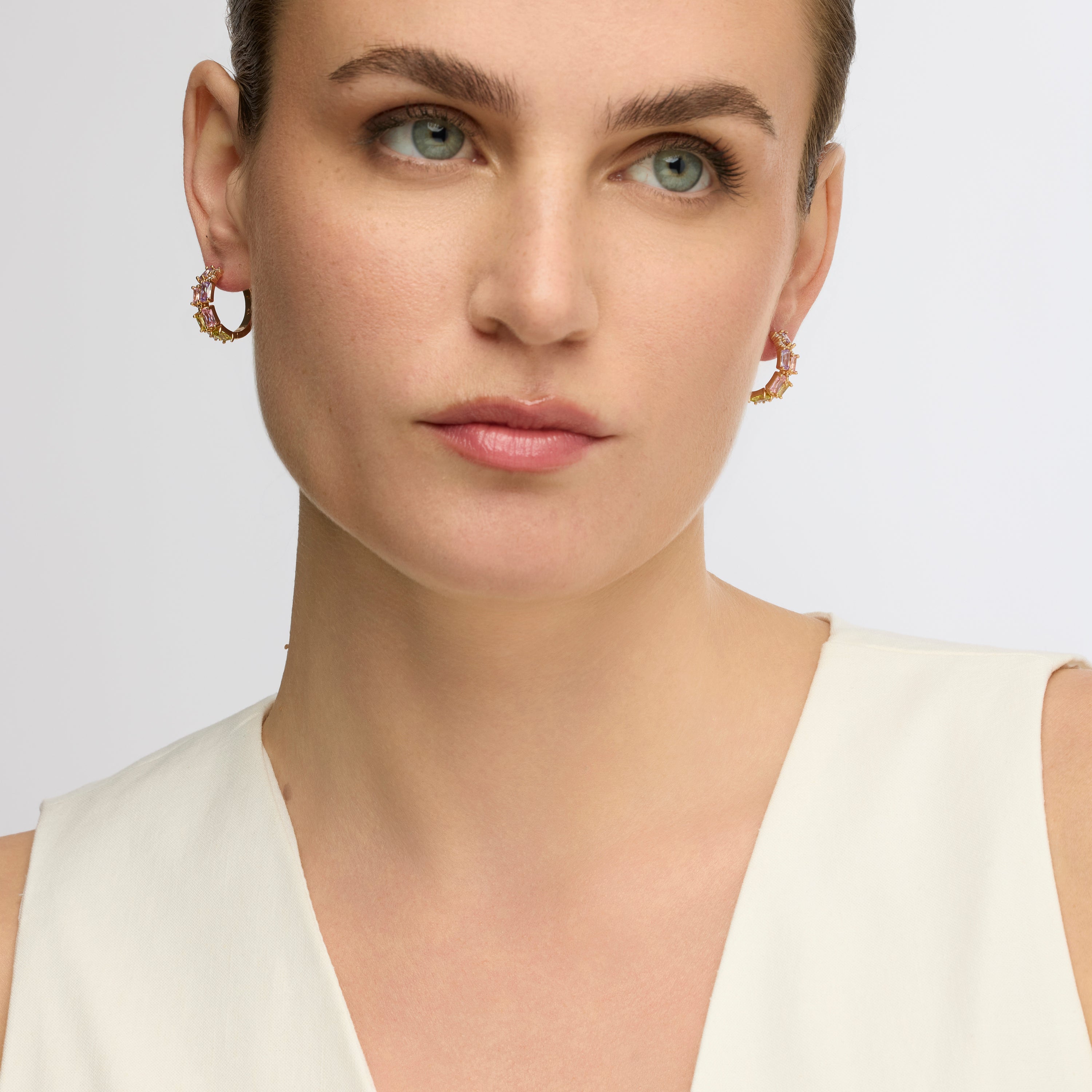18k yellow gold finish earrings with multicolored zirconia - Rurik