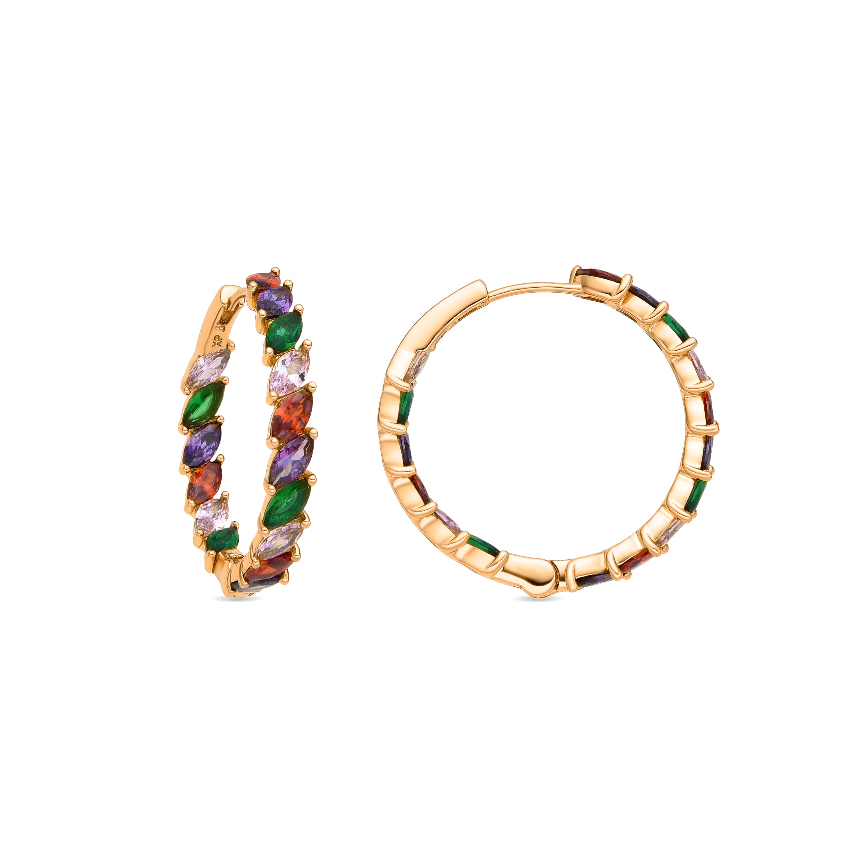 18k yellow gold finish earrings with multicolored zirconia - Anroth