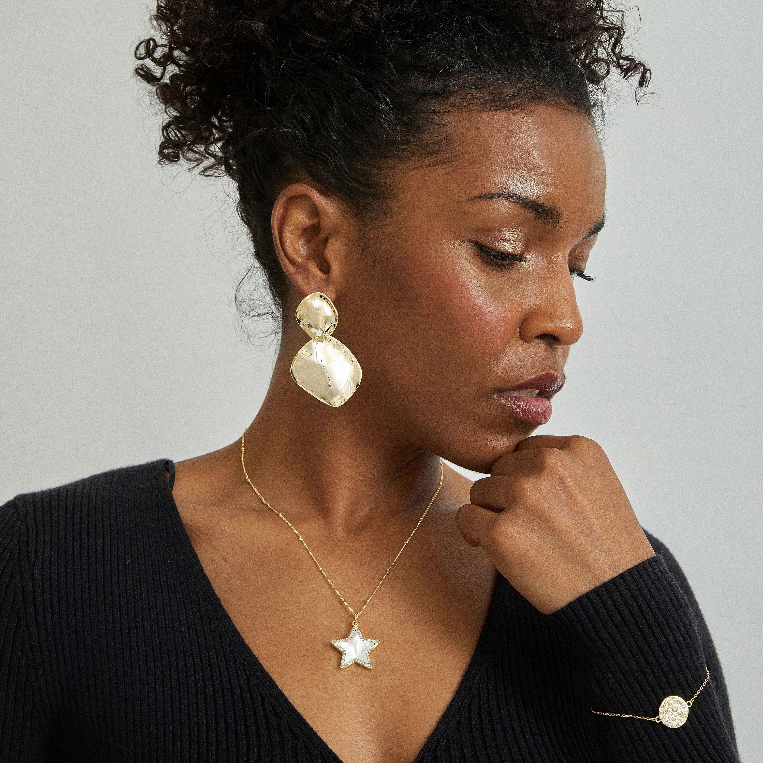 18K yellow gold-plated earrings - Hamada