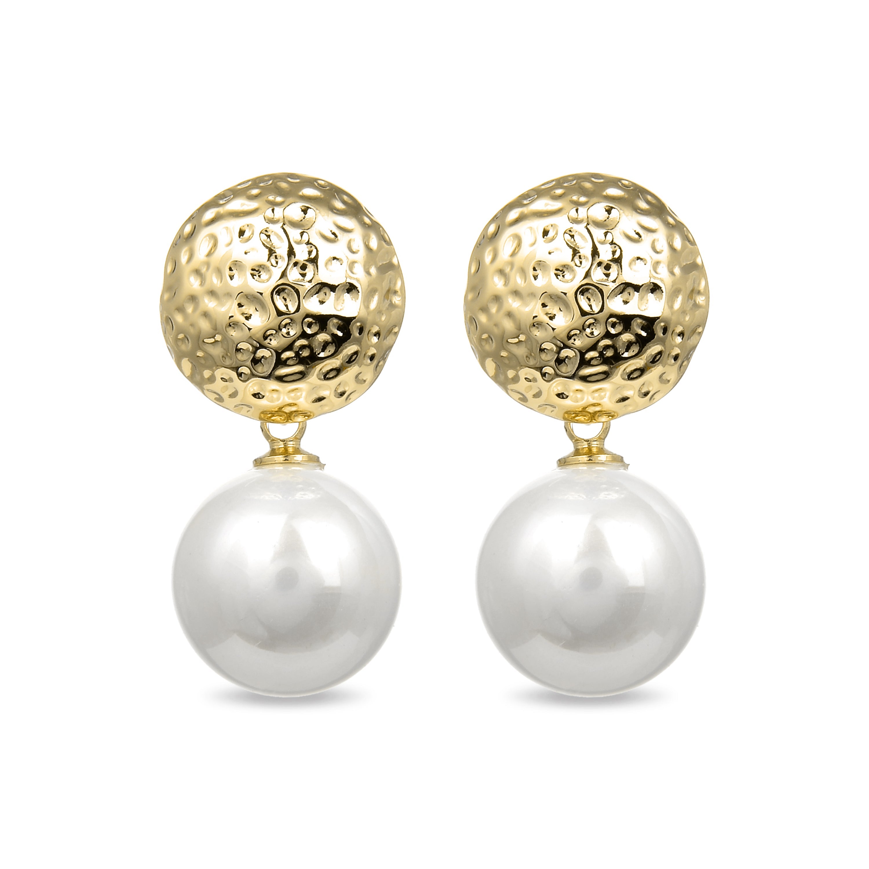 White Pearl Earrings Finished in 18K Yellow Gold - Thuiry