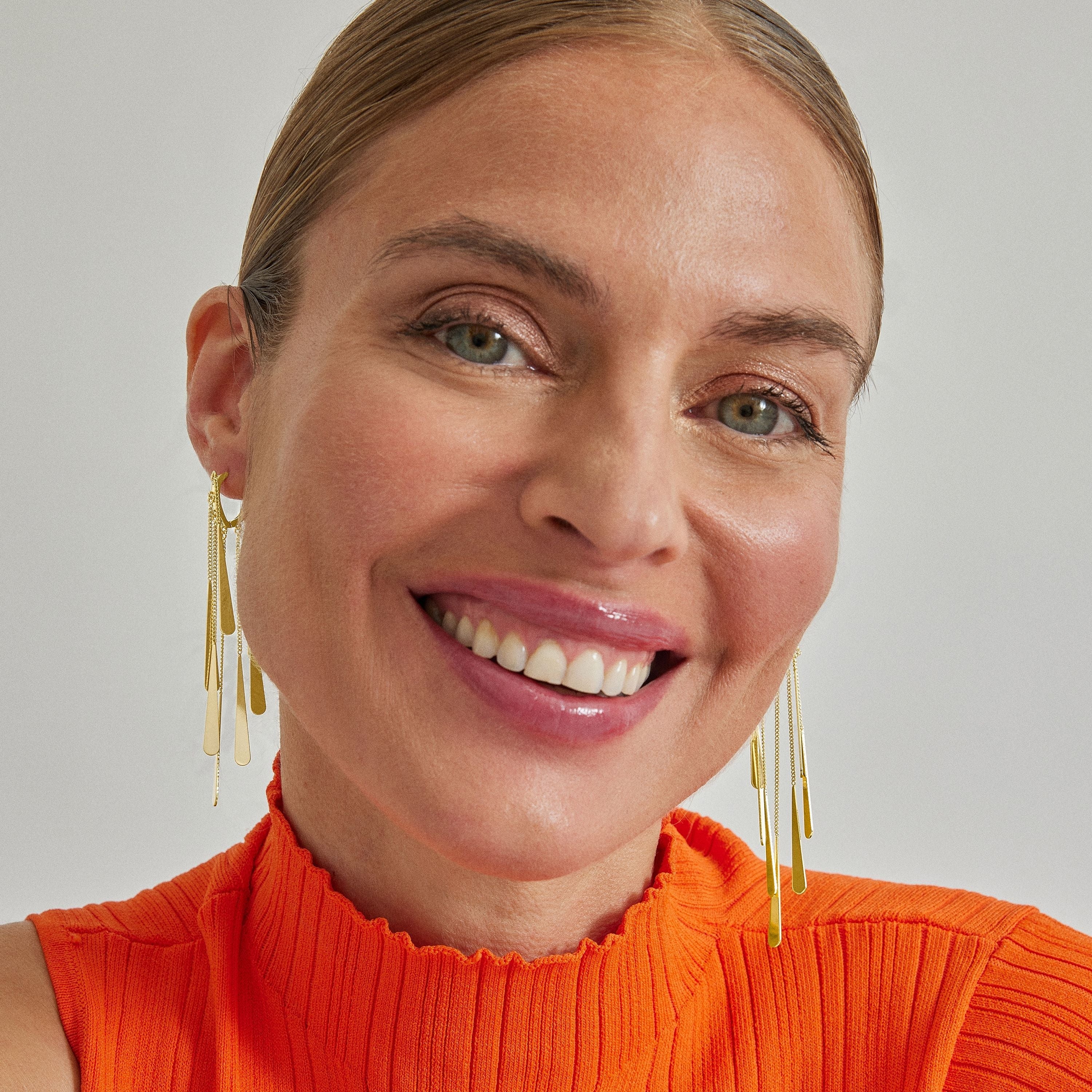 18K yellow gold-finished earrings - Sayski