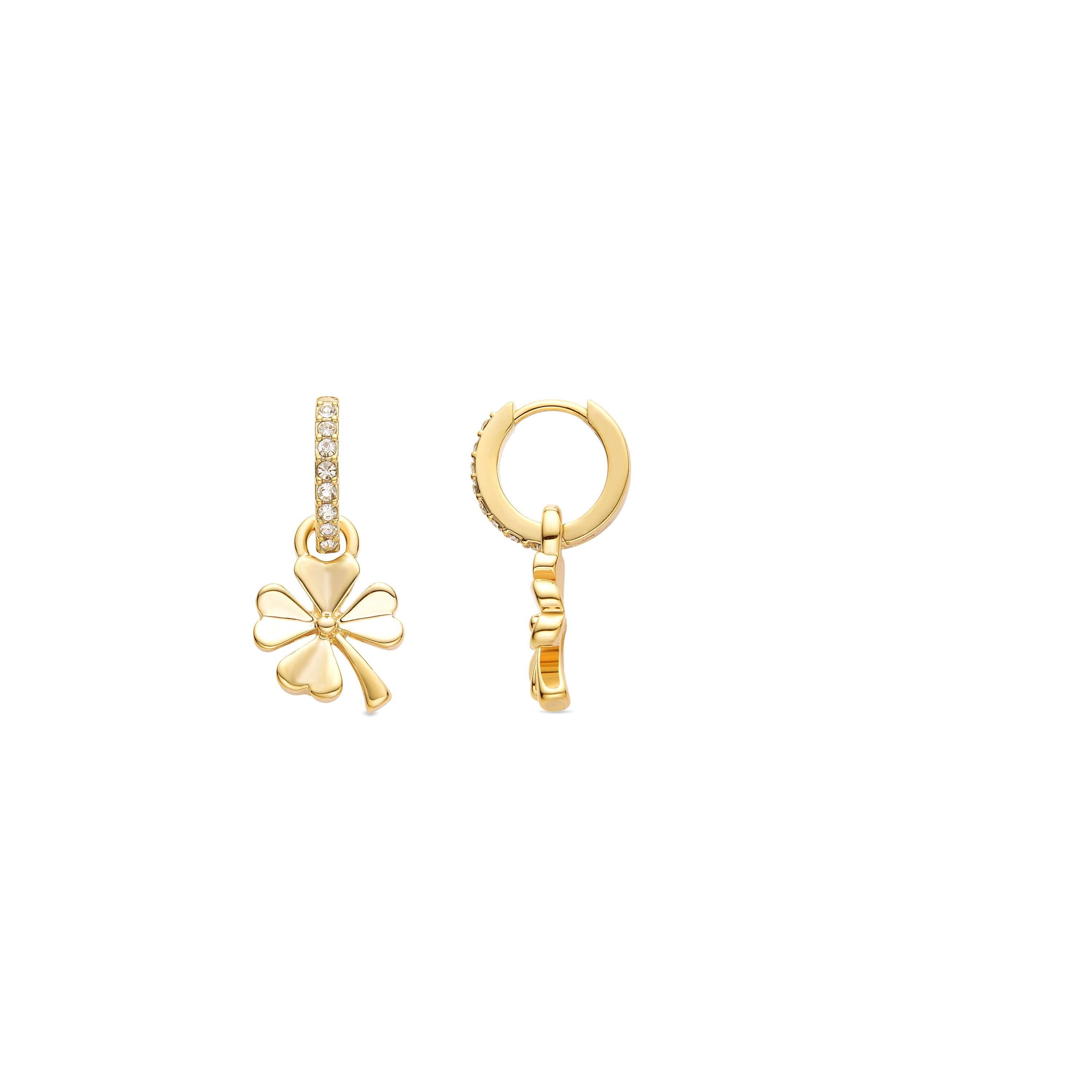 Brilliant Zirconia Earrings finished in 18K yellow gold - Flower