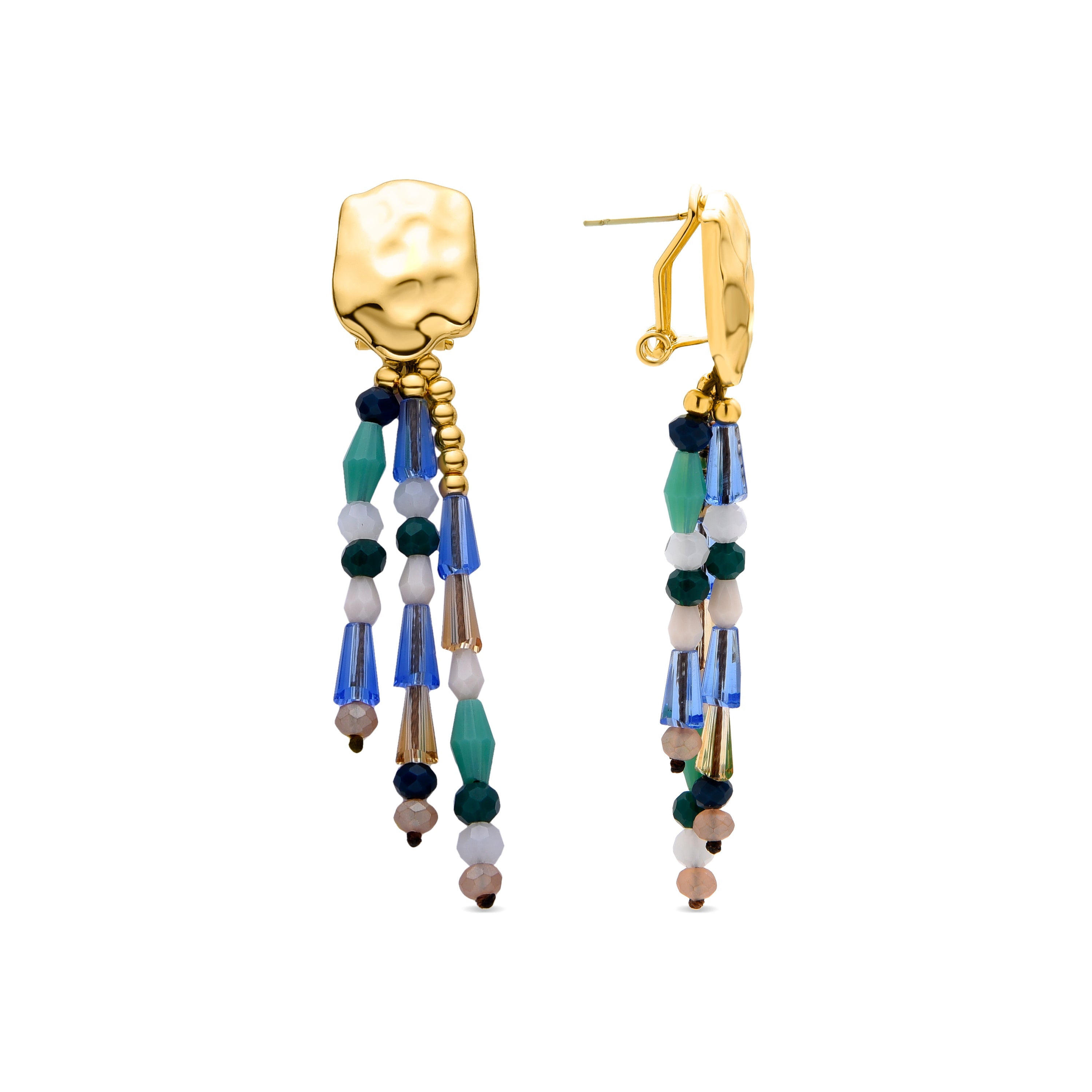 White Pearl Earrings Finished in 18K Yellow Gold - Eutha