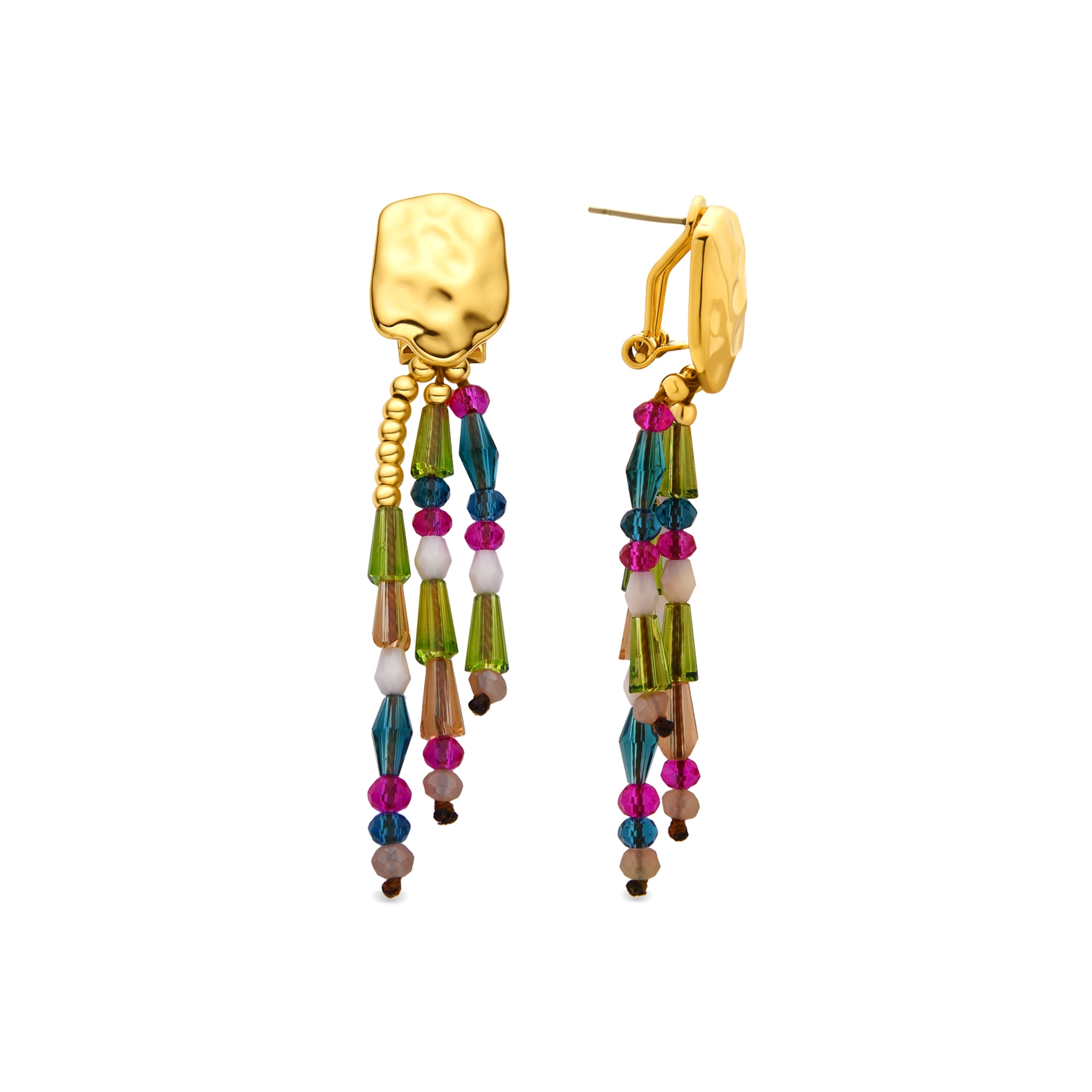 18k yellow gold and multicolor crystal earrings - Eutha