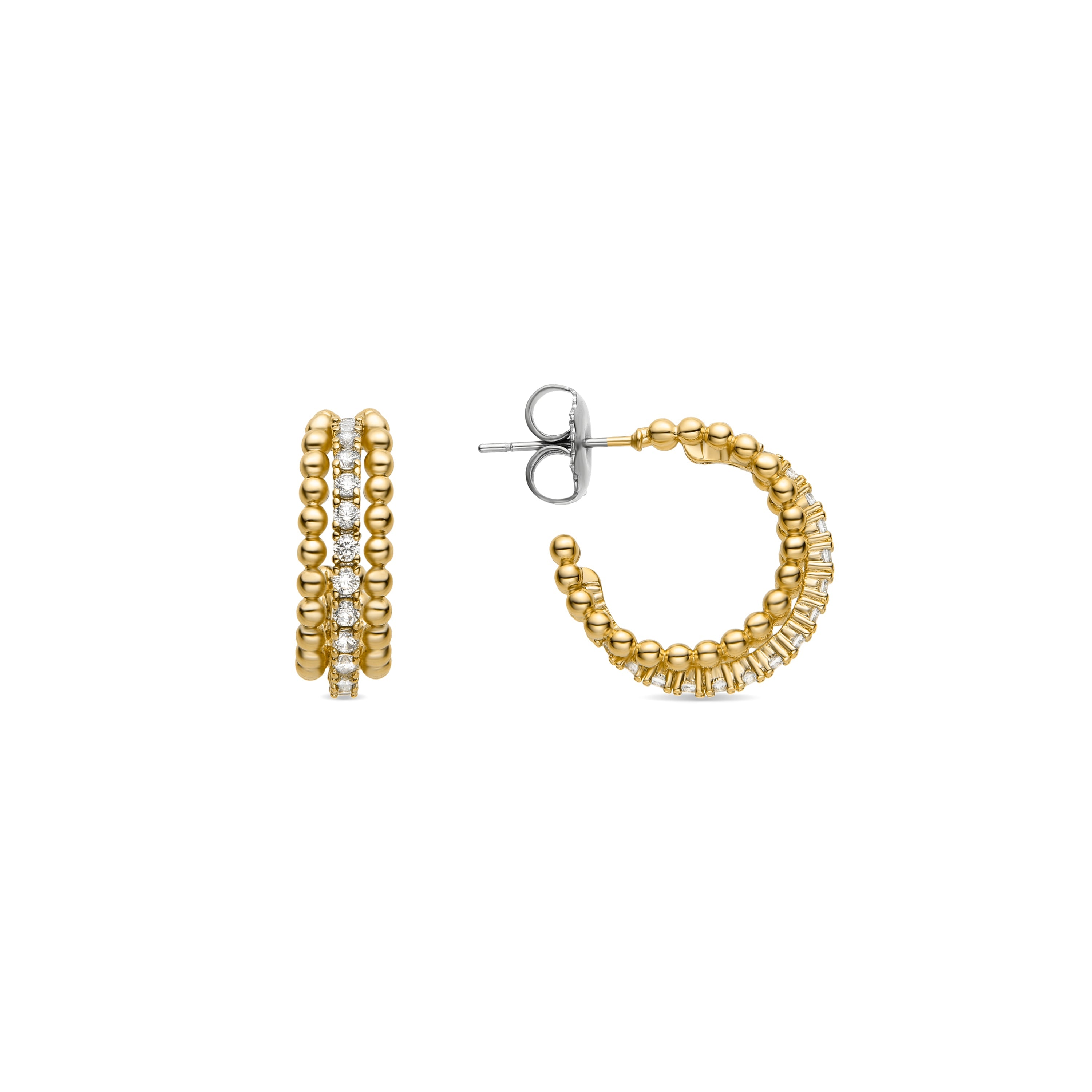 Pendientes con Circonita Brillante acabados en oro amarillo 18K - Nalid