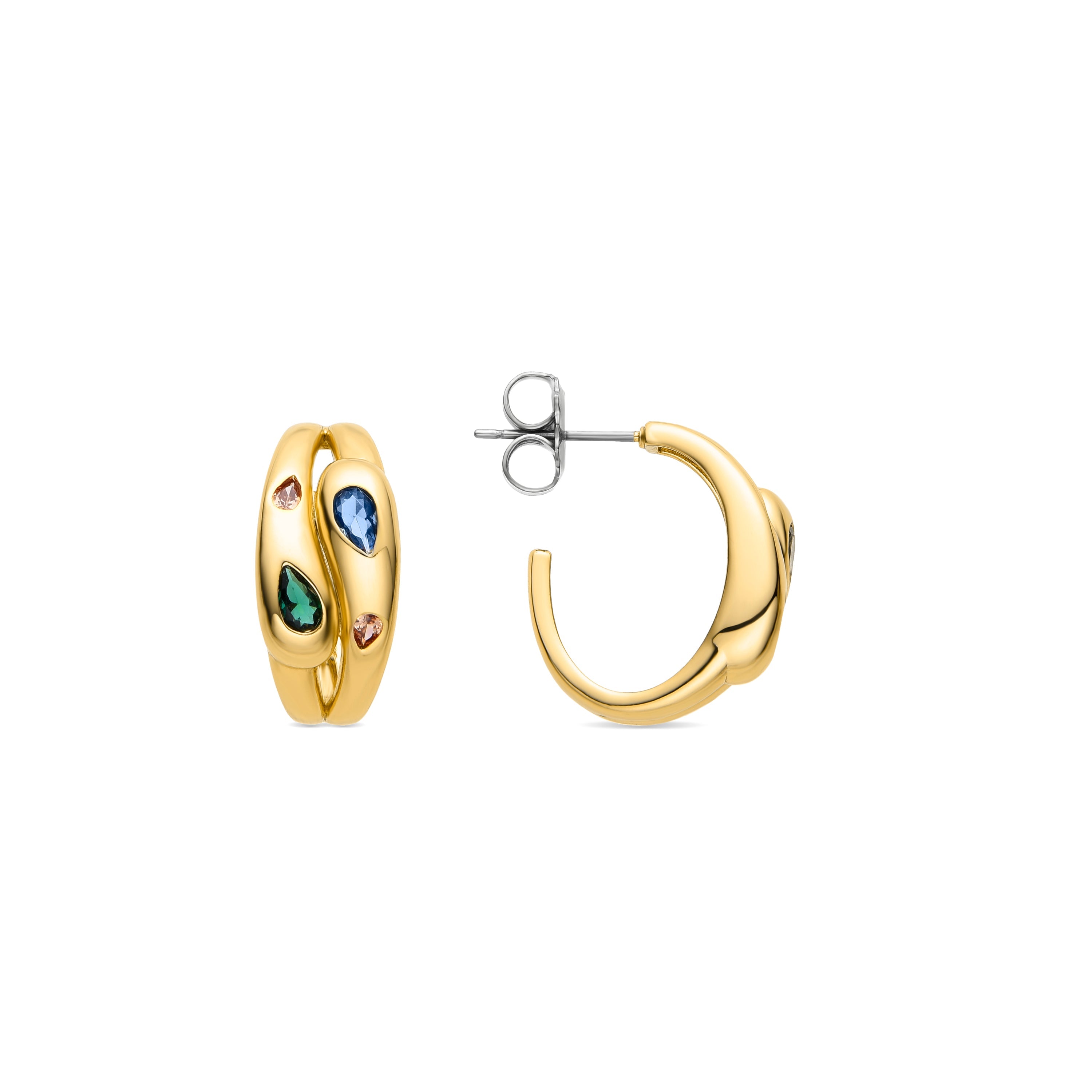 Pendientes con Circonita Multicolor acabados en oro amarillo 18K - Yesda