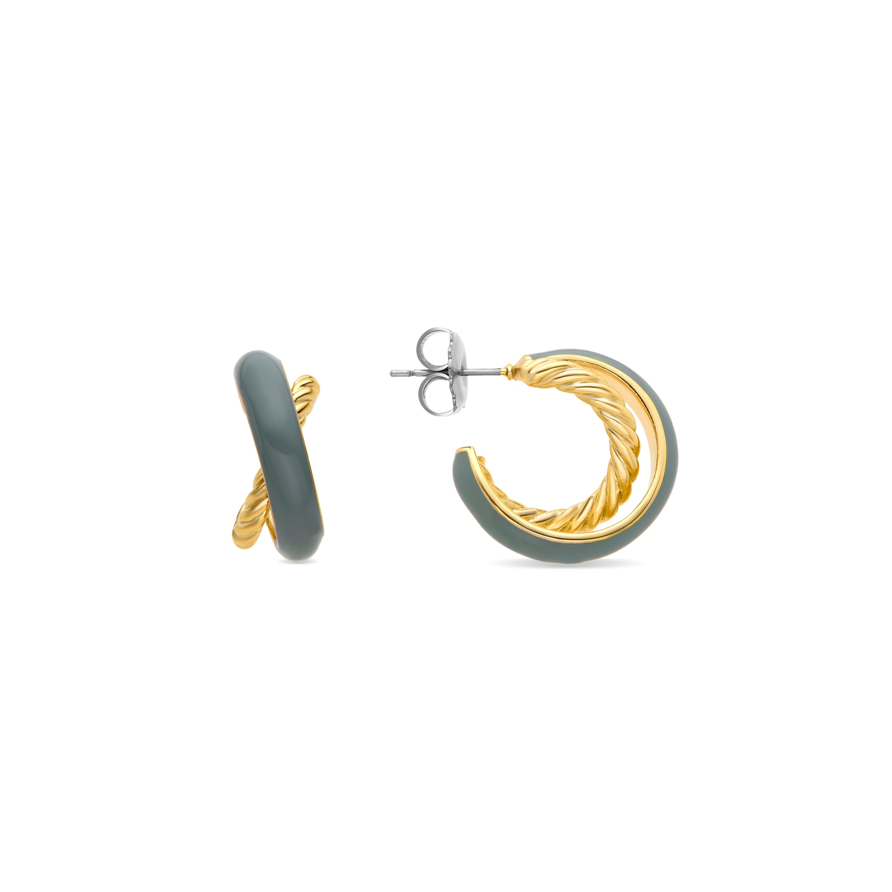 Earrings finished in 18K yellow gold - Strip