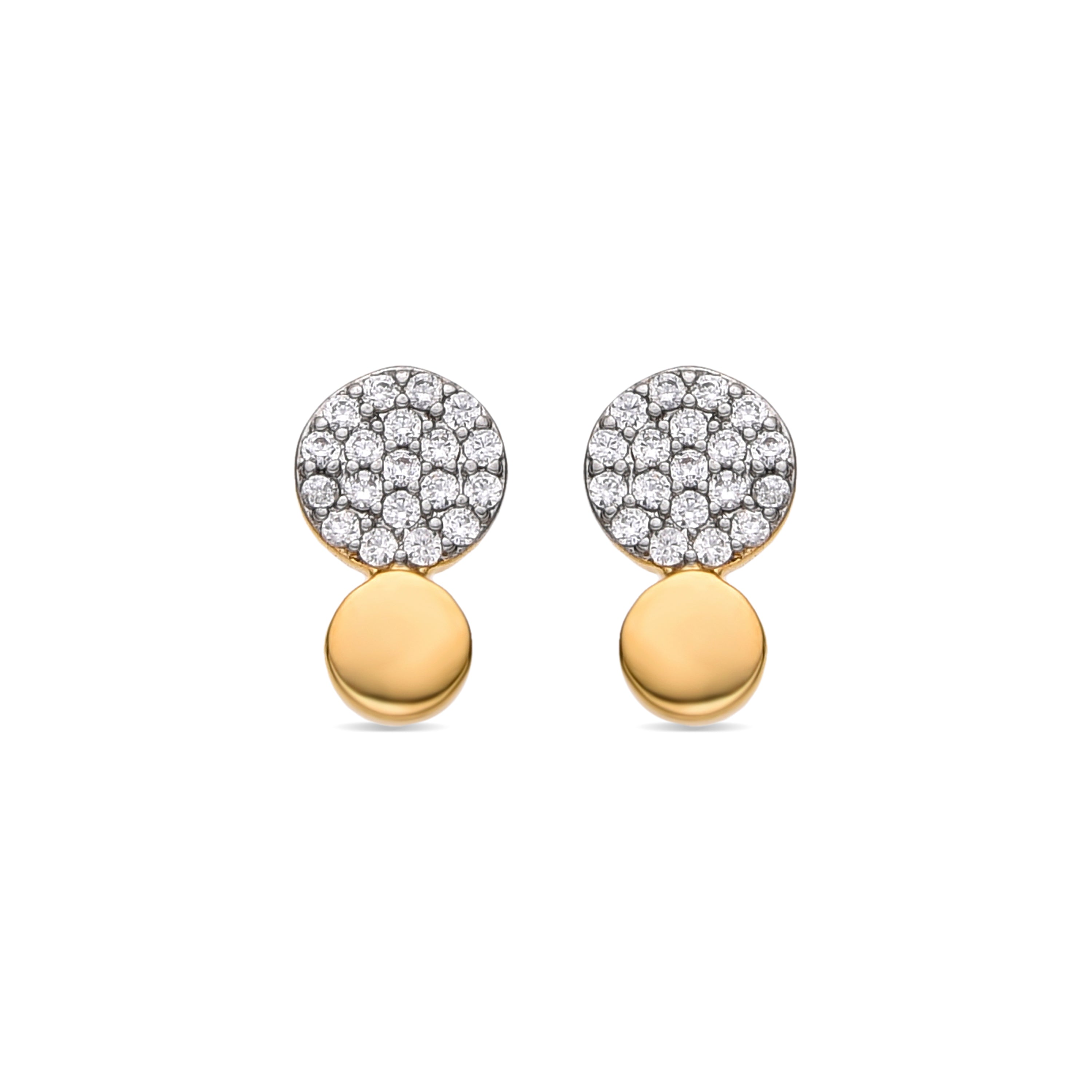 Earrings with brilliant zirconia, 18k gold finish - Gudpe