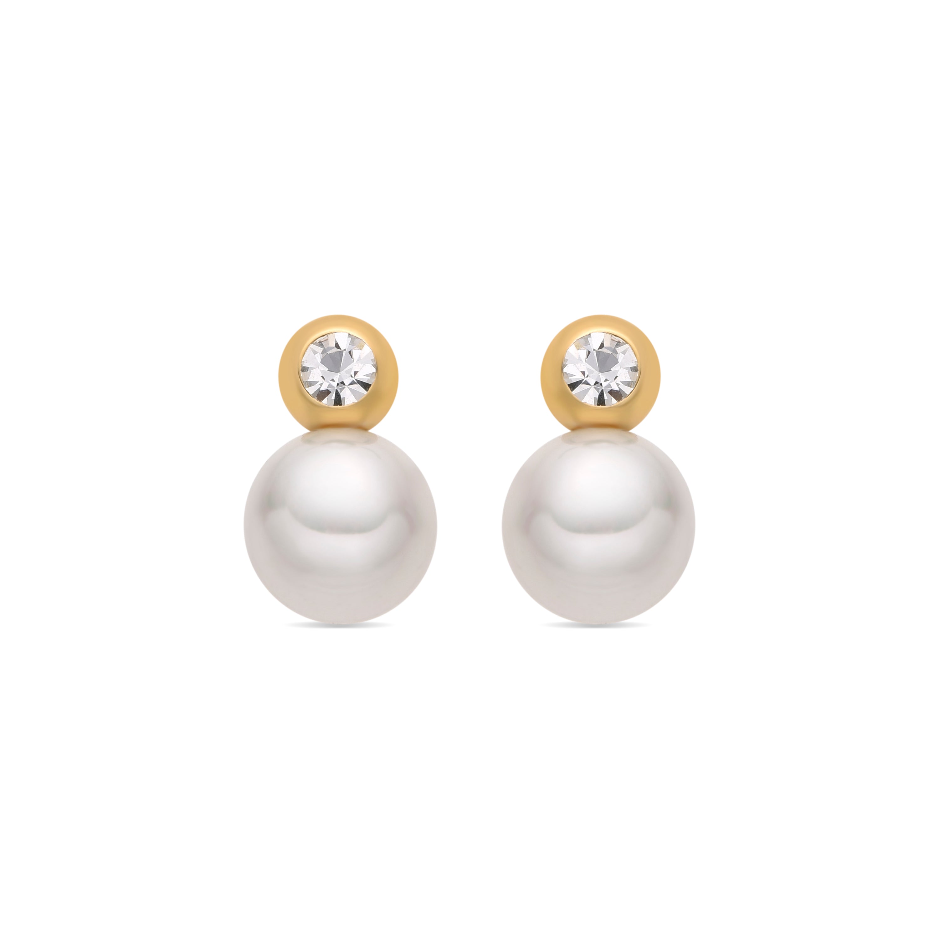 Earrings with White Pearl, 18k gold finish - Asny