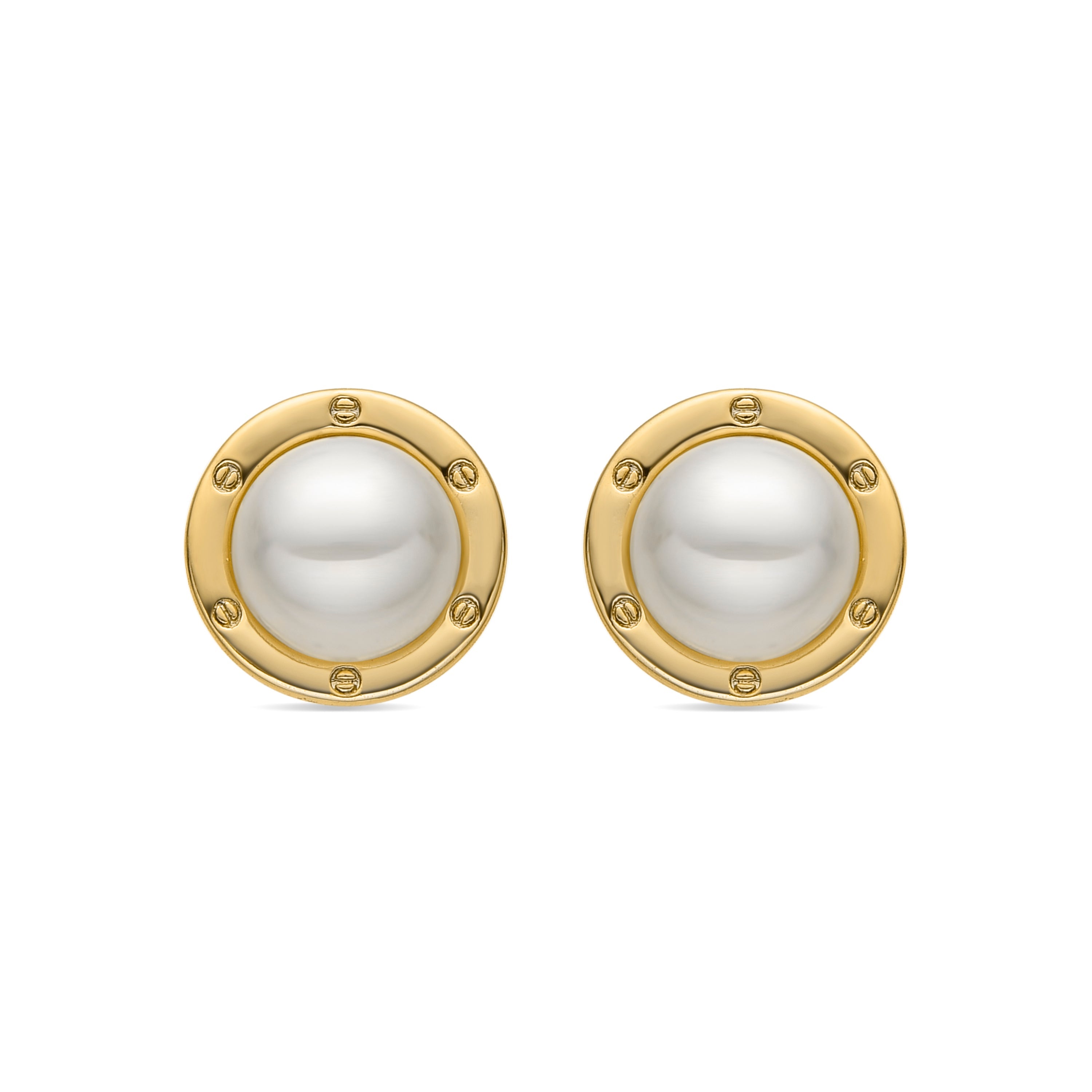 Pendientes con Perla Blanca acabado oro 18k - Ciada
