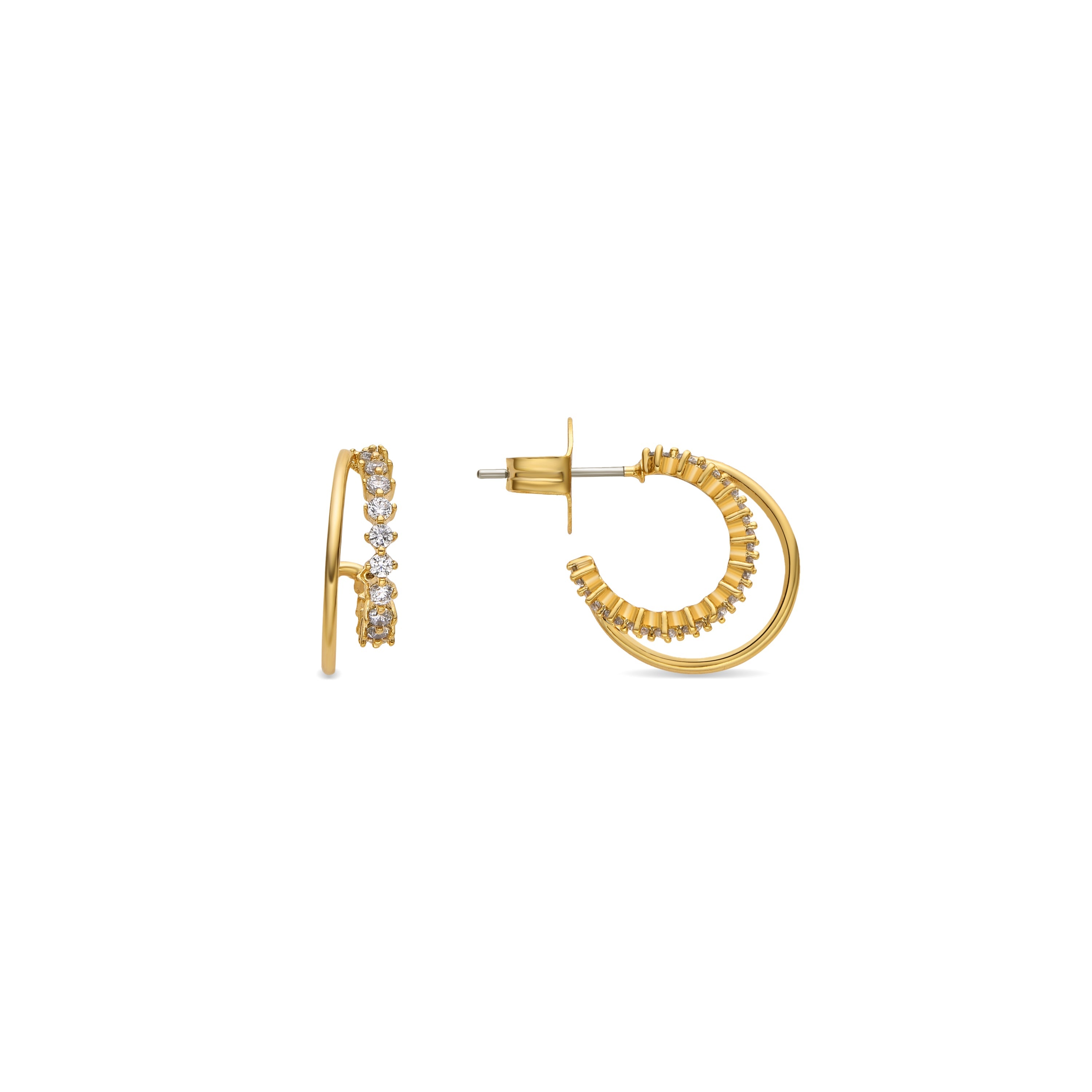 Earrings with brilliant zirconia in 18k gold finish - Daroti