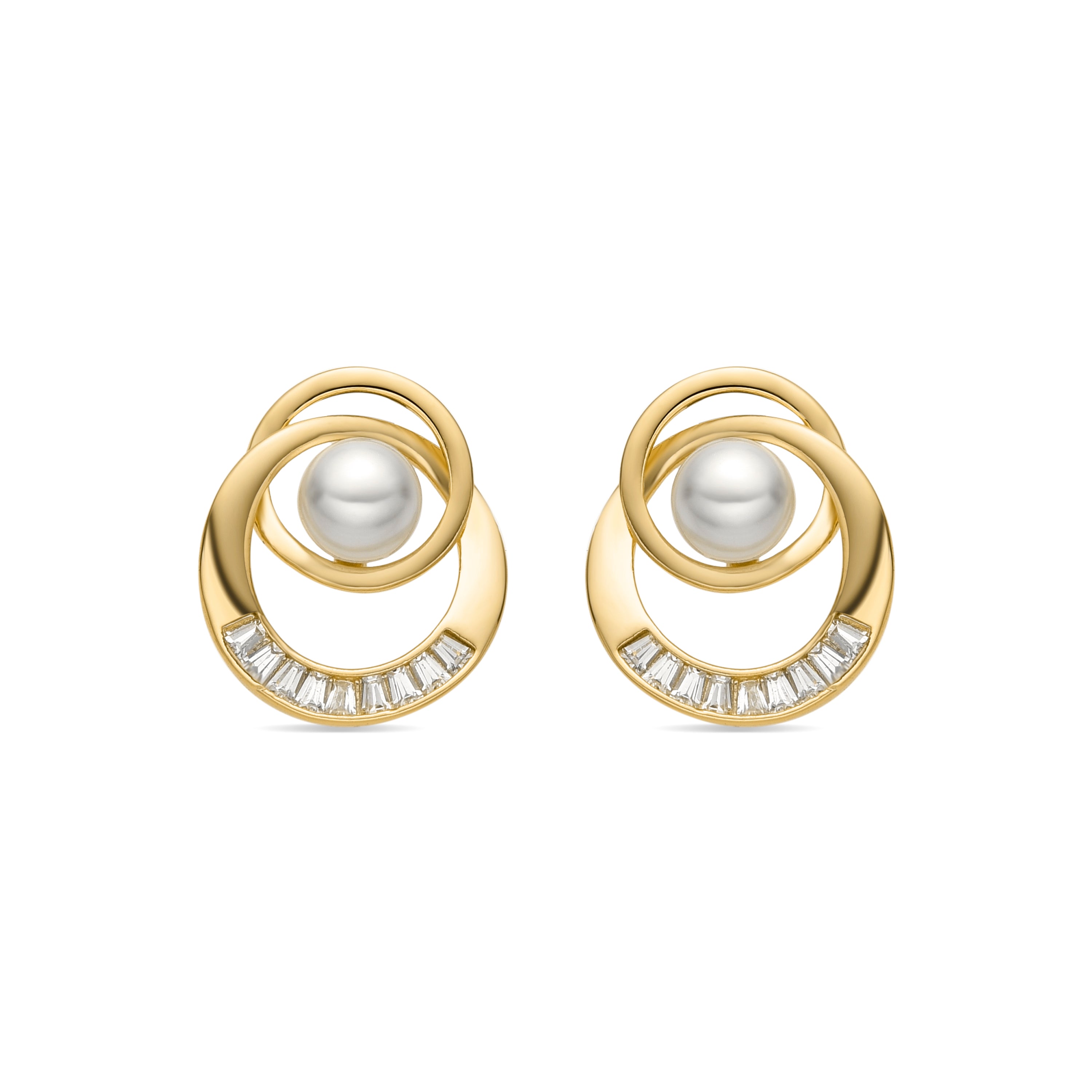 Earrings with white pearls in 18k gold finish - Lebya