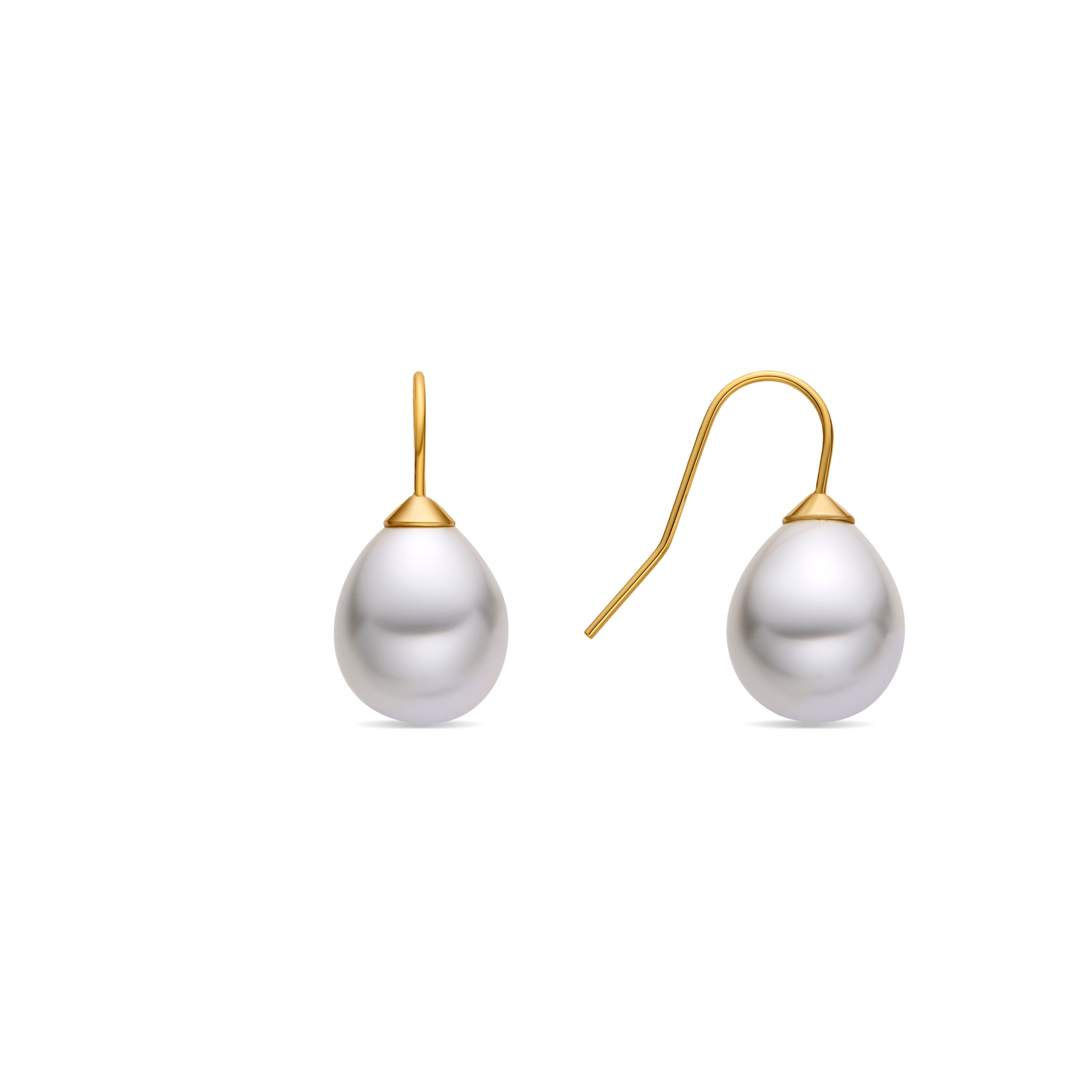 Pendientes con Perla Blanca acabado oro 18k - Gesis