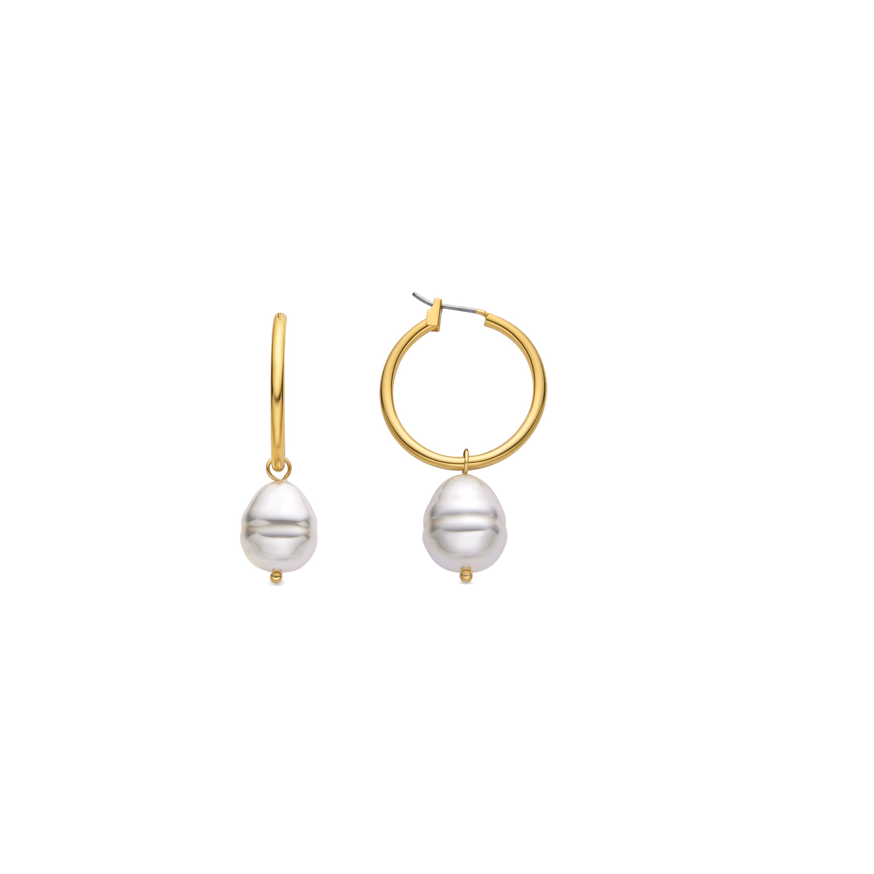 Pendientes con Perla Blanca acabado oro 18k - Nemys